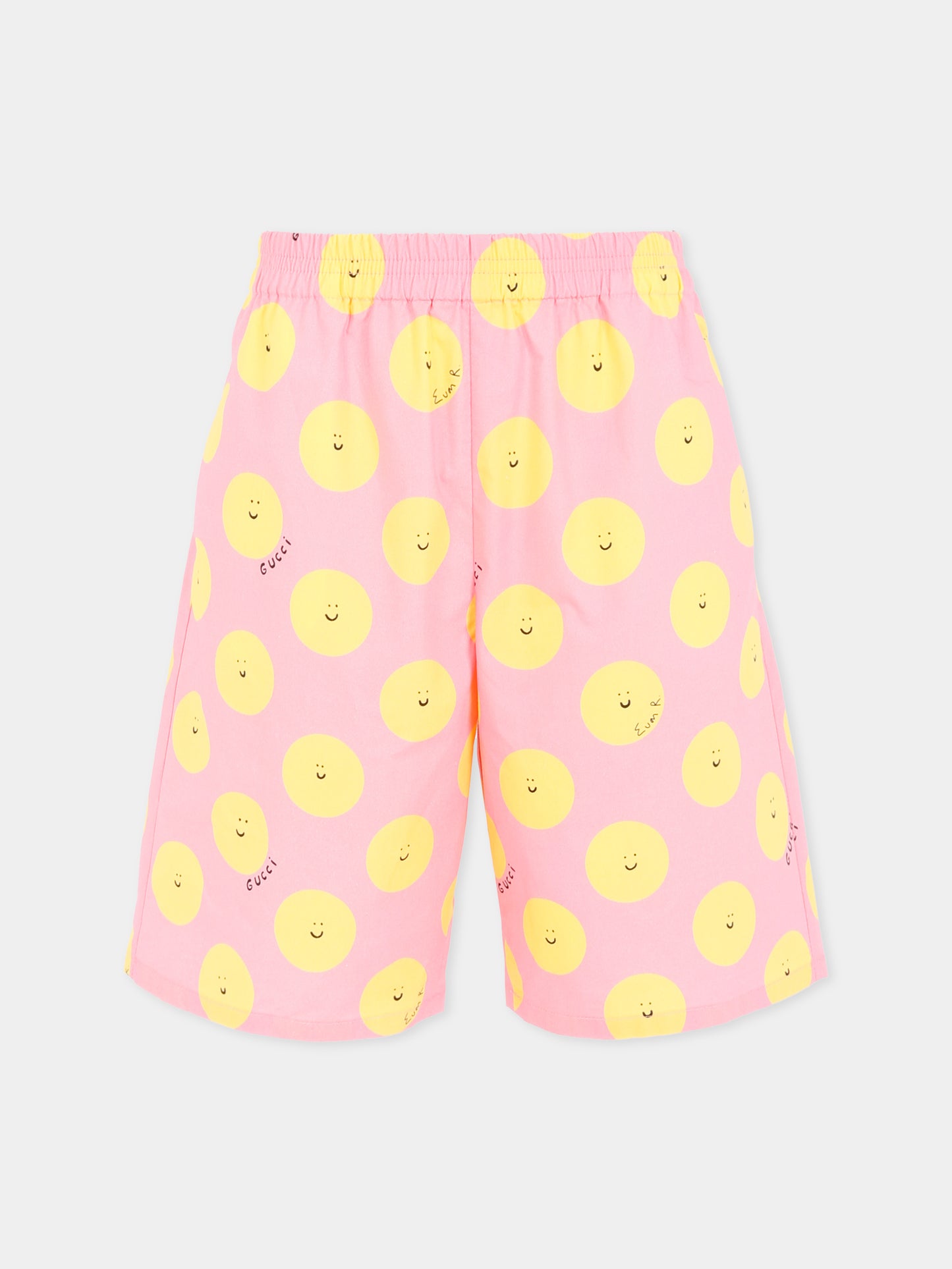 Shorts rosa per bambina con sole sorridente,Gucci Kids,831748 XWA5L 5975