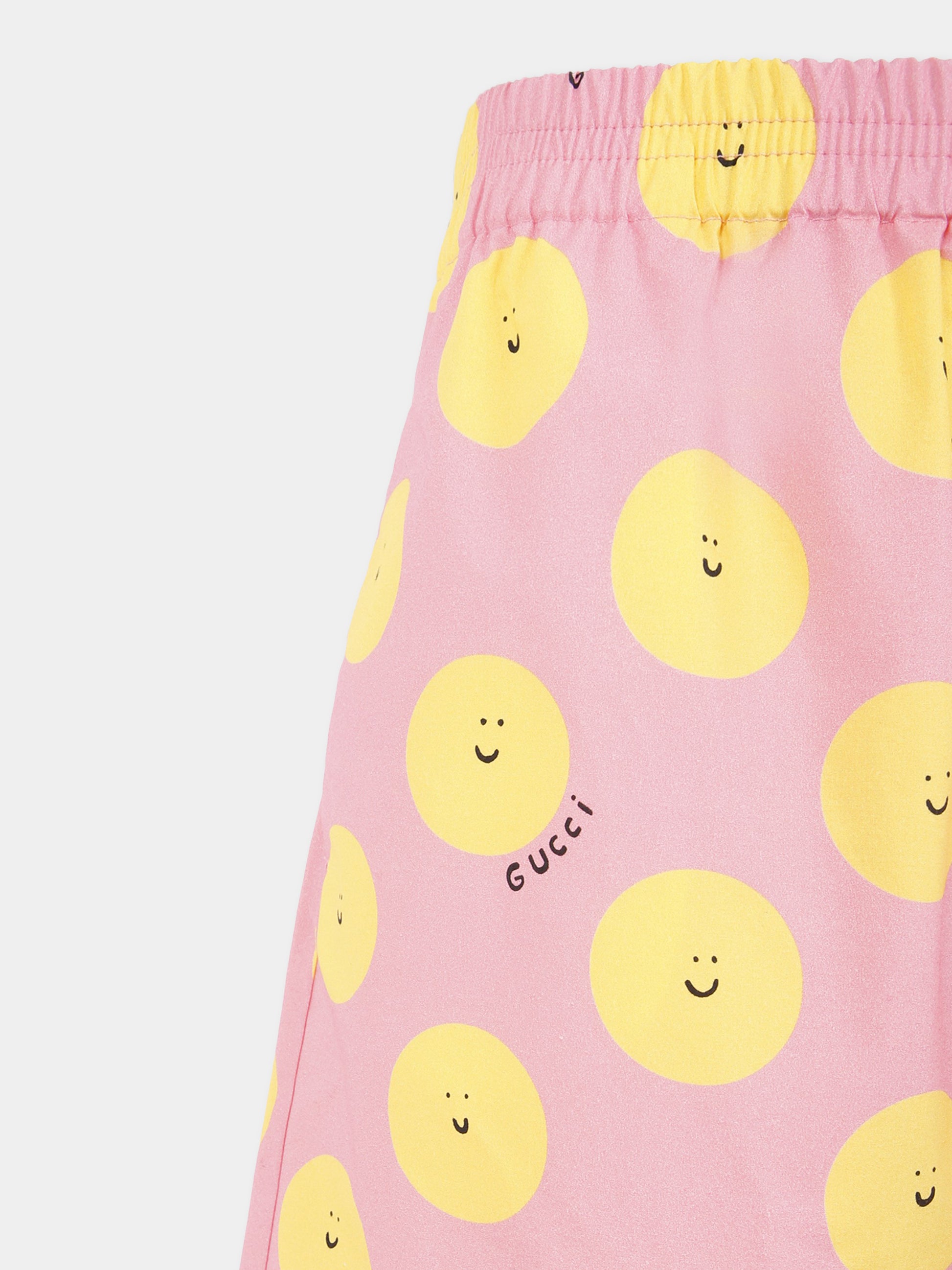 Shorts rosa per bambina con sole sorridente,Gucci Kids,831748 XWA5L 5975