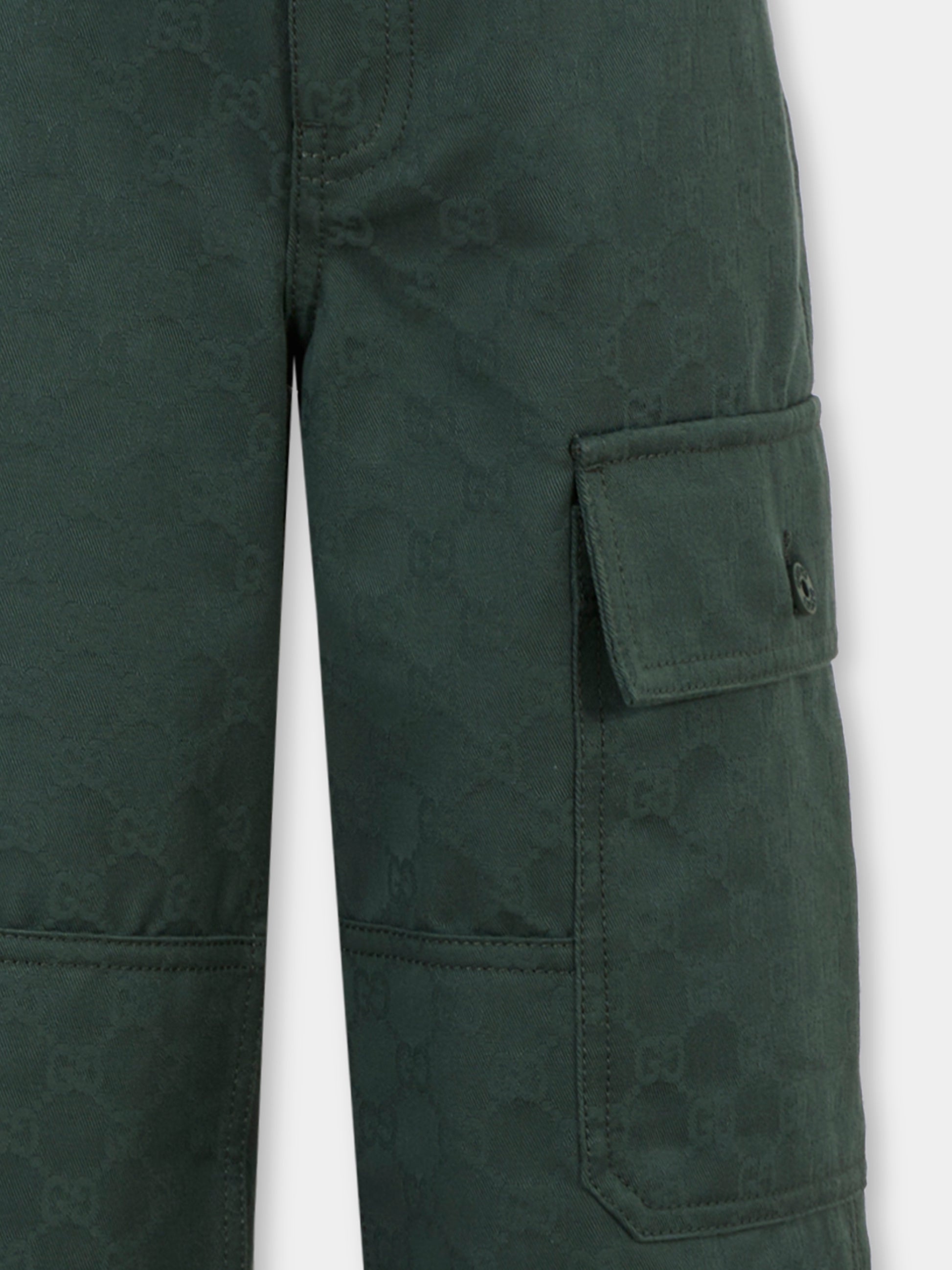 Pantaloni verdi per bambino con motivo GG,Gucci Kids,826643 XDC9J 1214