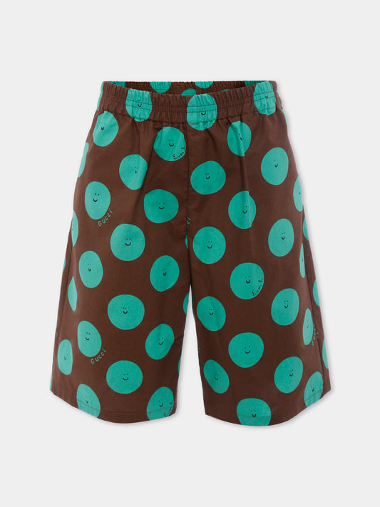 Shorts marroni per bambini con sole sorridente,Gucci Kids,831748 XWA5L 2013