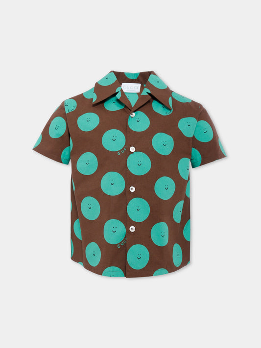 Camicia marrone per bambini con sole sorridente,Gucci Kids,831747 XWA5M 2013
