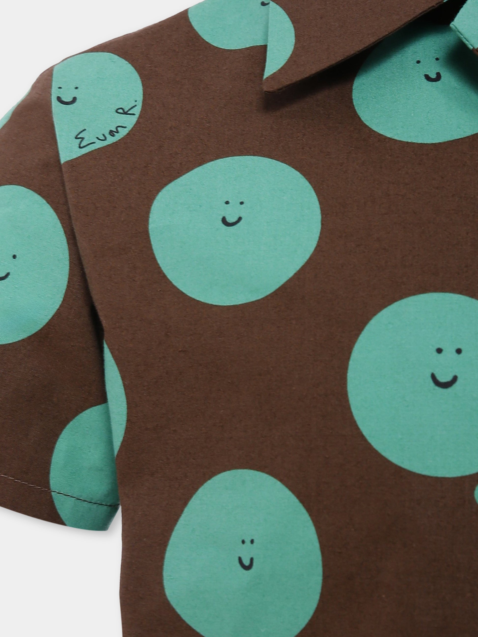 Camicia marrone per bambini con sole sorridente,Gucci Kids,831747 XWA5M 2013