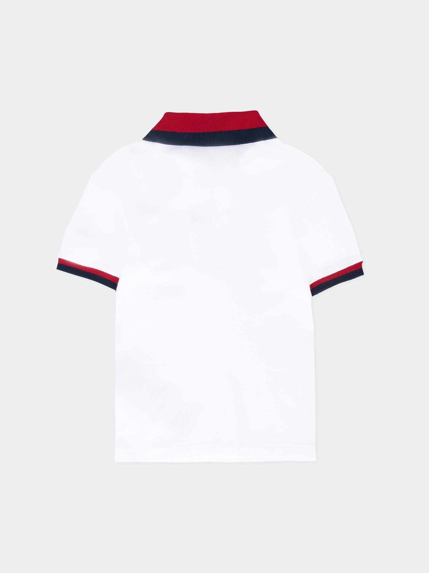 Polo bianca per neonato con dettaglio Web,Gucci Kids,832309 XJHAN 9250