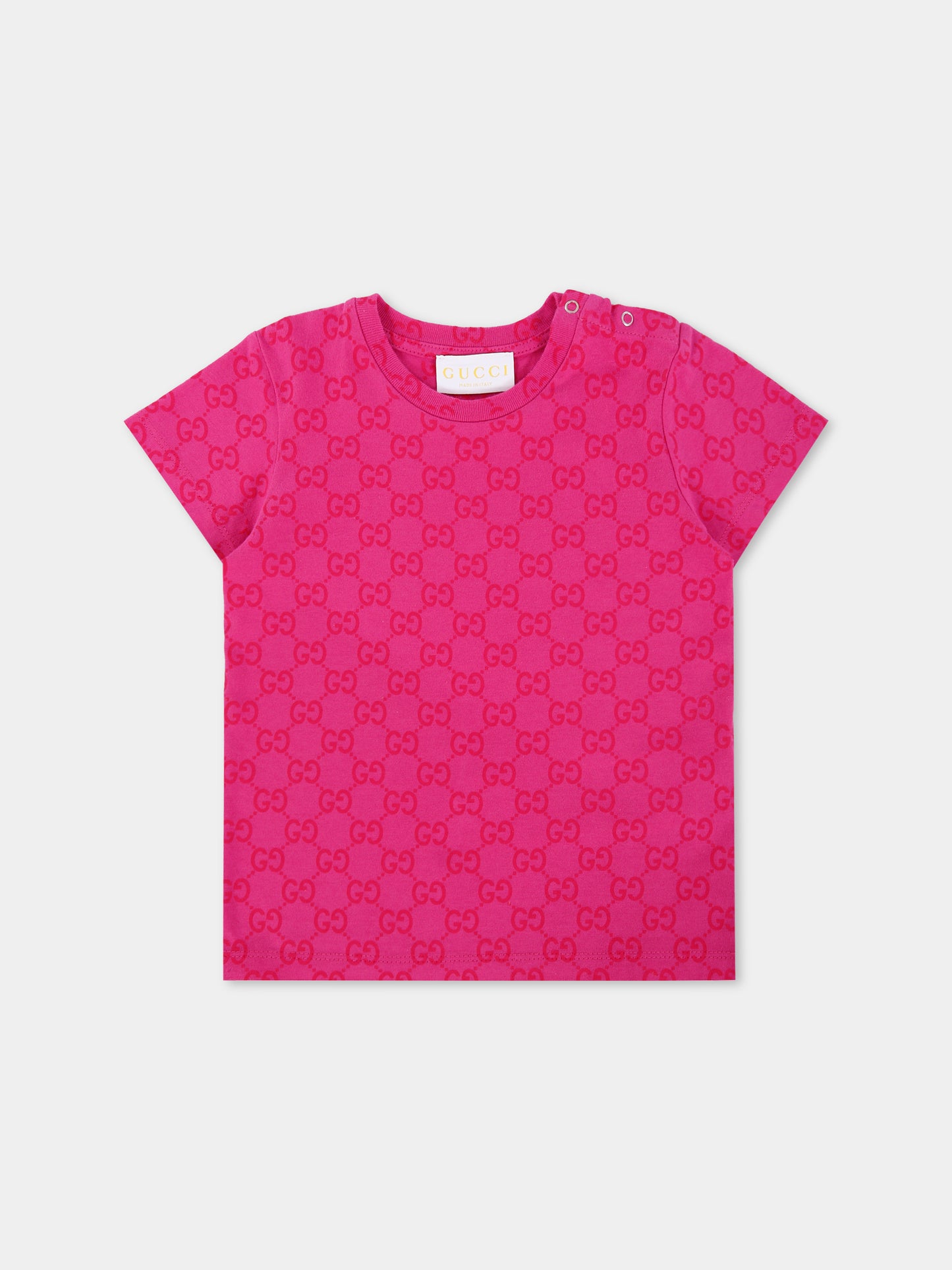T-shirt fucsia per neonata con motivo GG,Gucci Kids,836273 XJHE8 5015