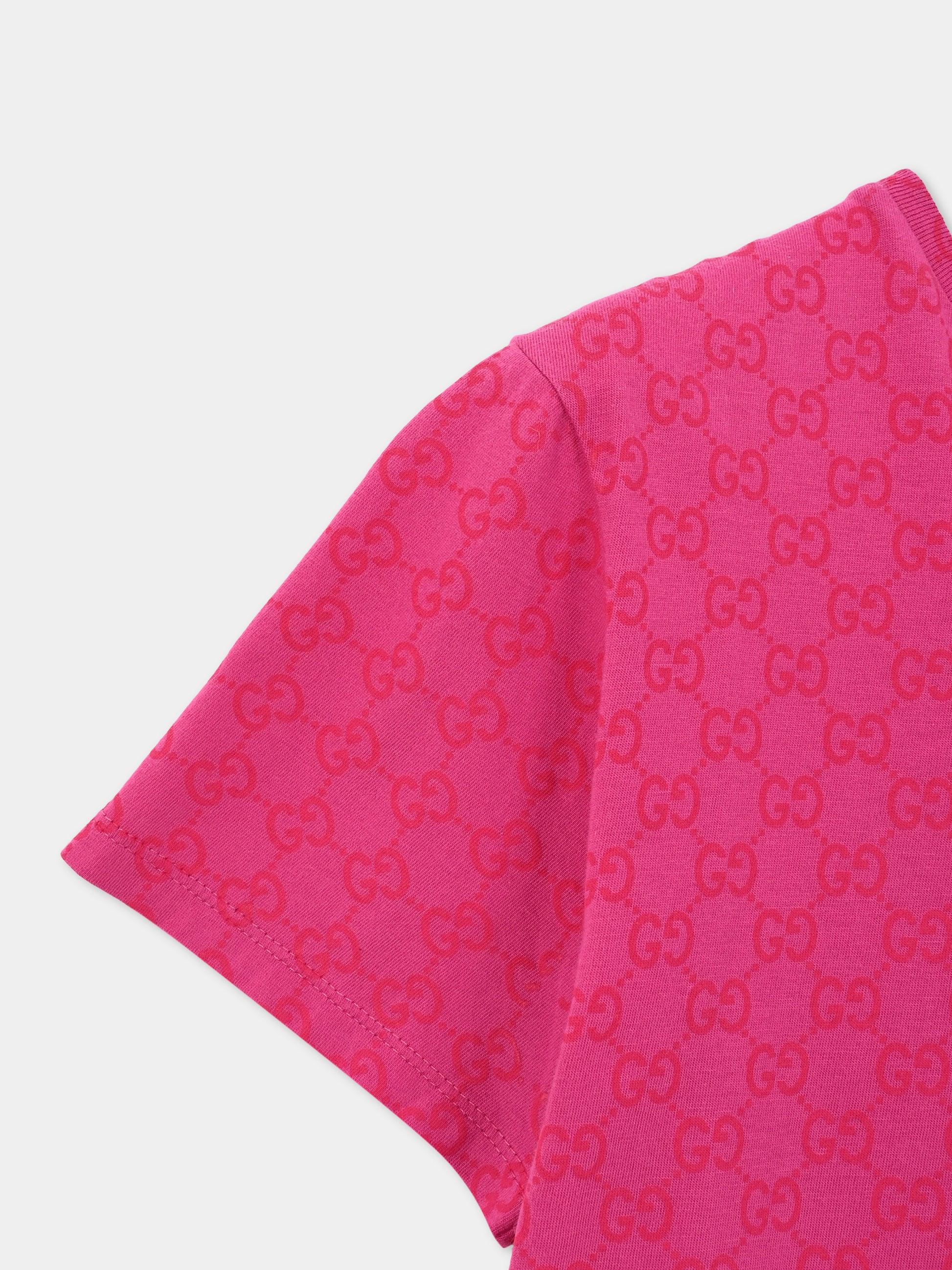 T-shirt fucsia per bambina con motivo GG,Gucci Kids,610190 XJHE8 5015