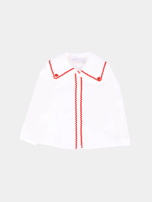 Camicia bianca per neonata con rose,Monnalisa,31F301 6103 0143