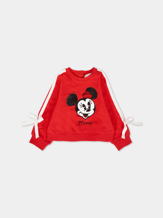 Felpa rossa per neonata con Minnie,Monnalisa,39F620 6004 0043