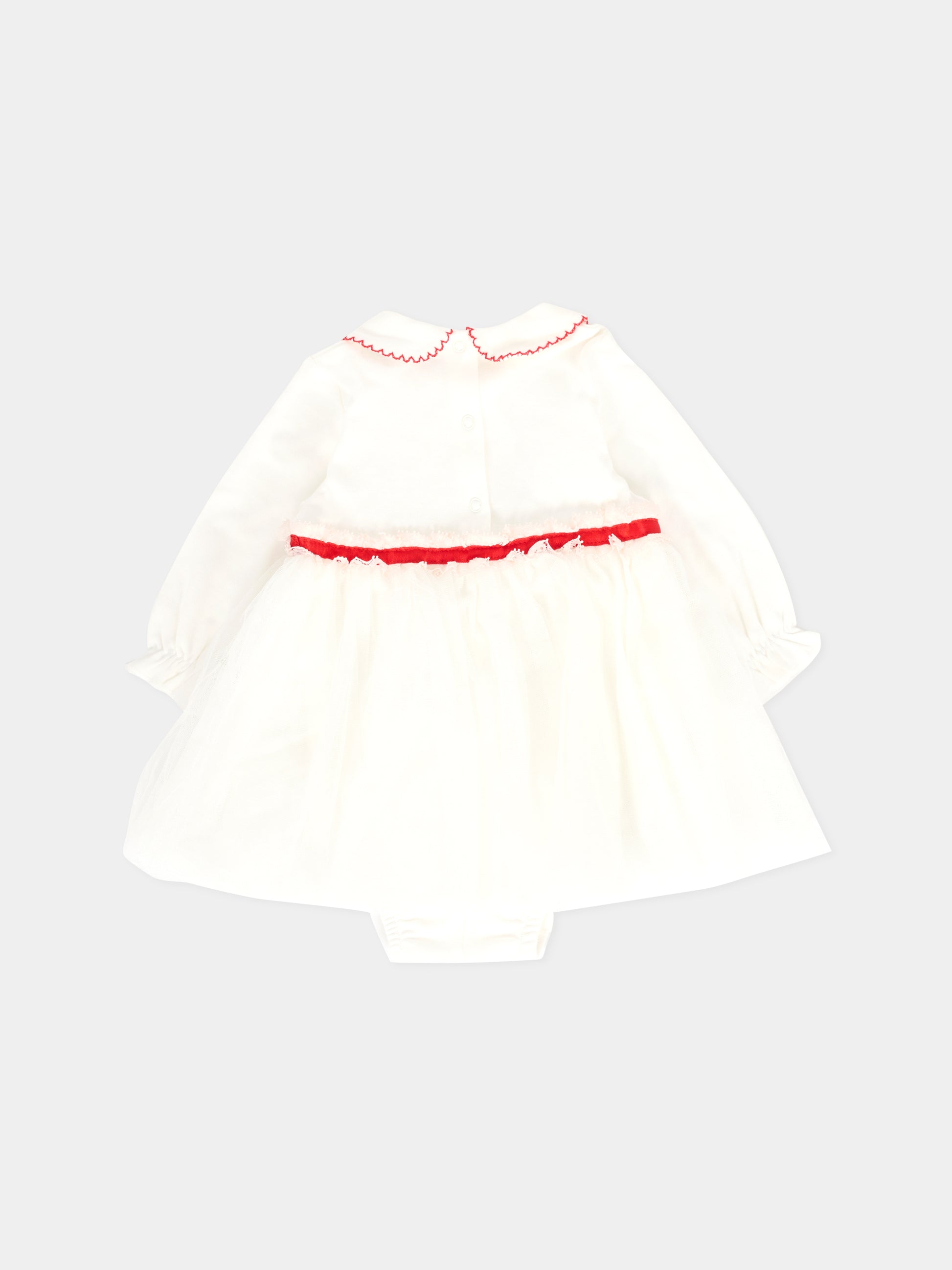 Vestito avorio per neonato con roselline,Monnalisa,35F211 6000 0143