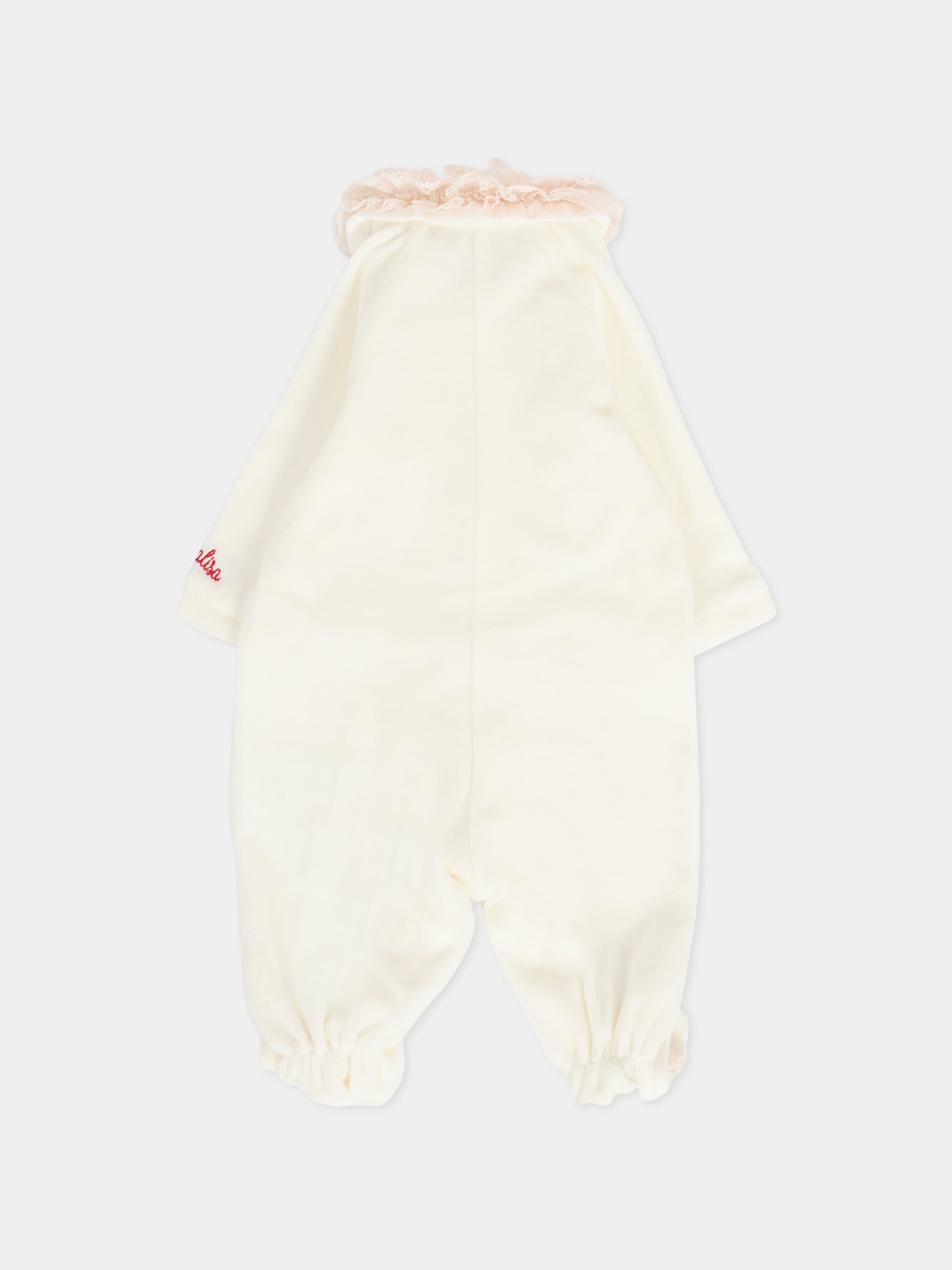 Tutina avorio per neonata con roselline,Monnalisa,35F209 6002 0143