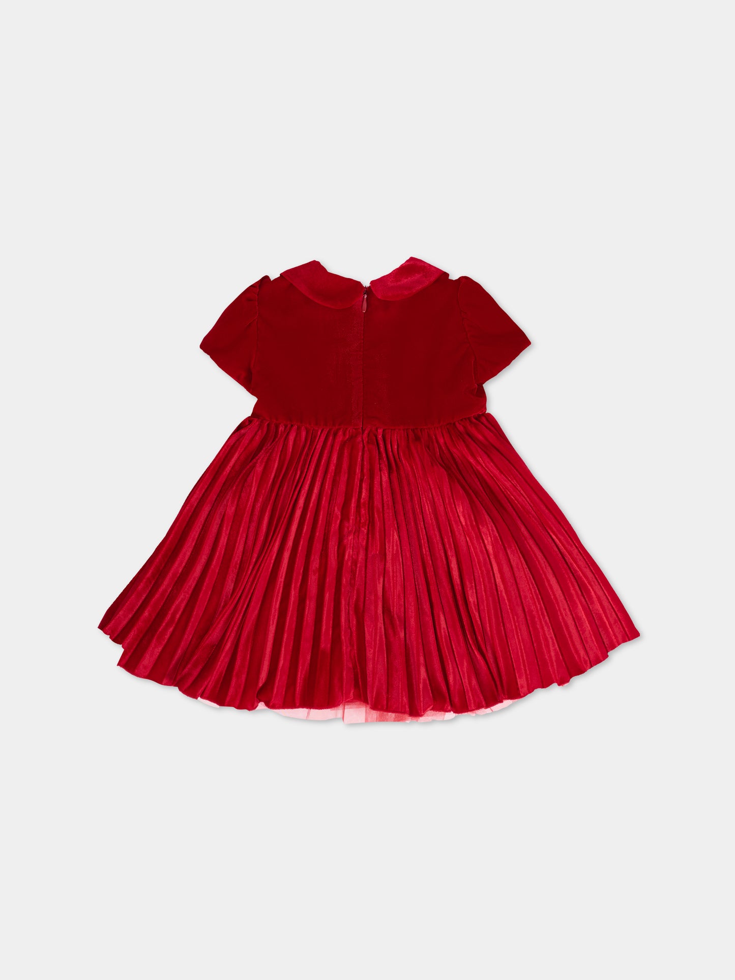 Vestito rosso per neonata con rose,Monnalisa,73F902 6803 0043