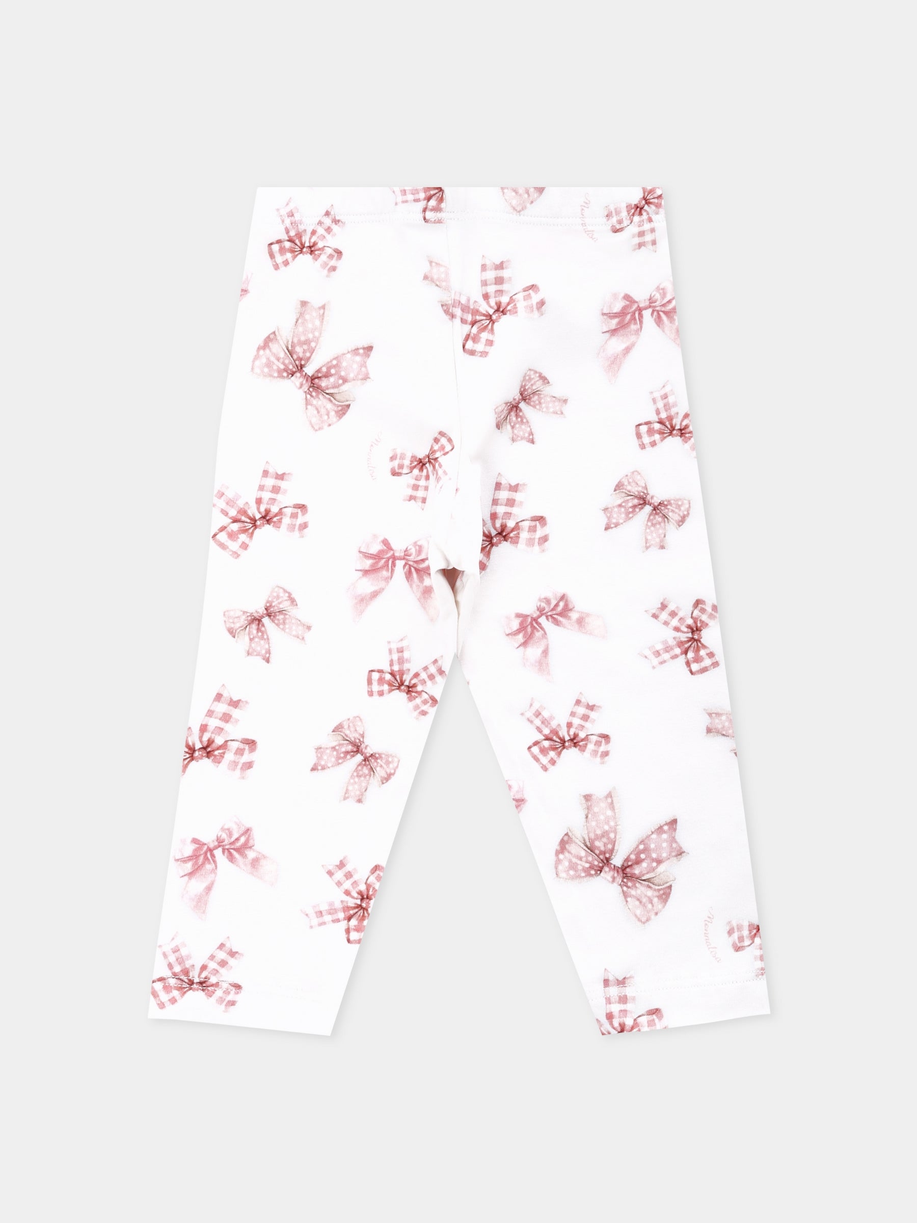 Leggings bianchi per neonata con fiocchi,Monnalisa,31F403 6650 0001