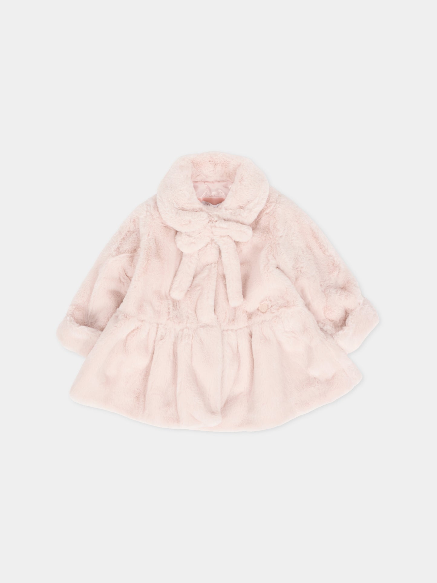 Ecopelliccia rosa per neonata con logo,Monnalisa,73F100 6033 0091