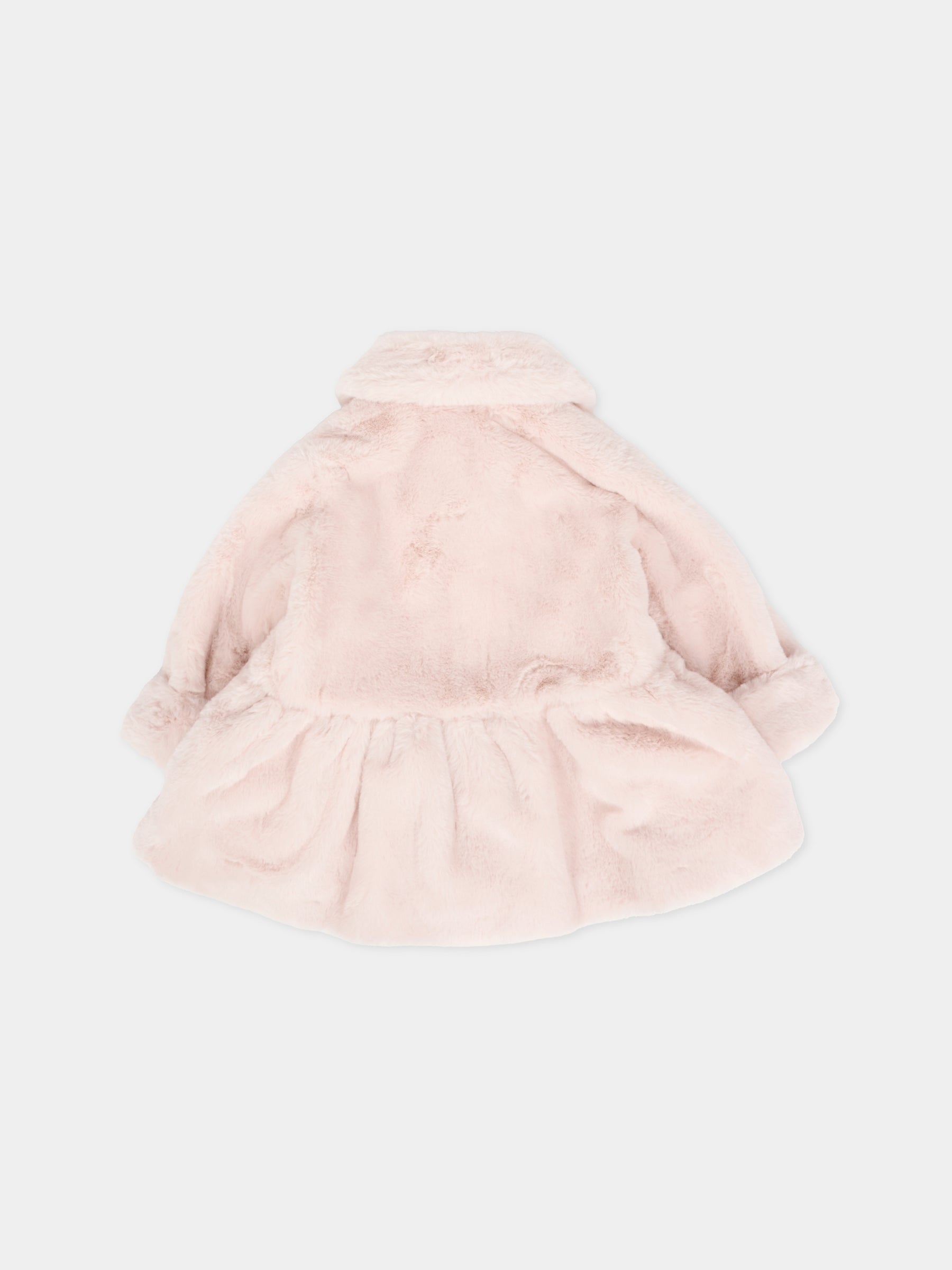 Ecopelliccia rosa per neonata con logo,Monnalisa,73F100 6033 0091