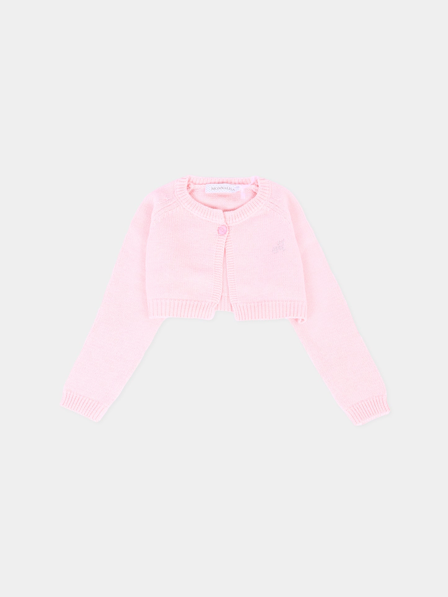 Cardigan rosa per neonata con logo,Monnalisa,73F800 6060 0091