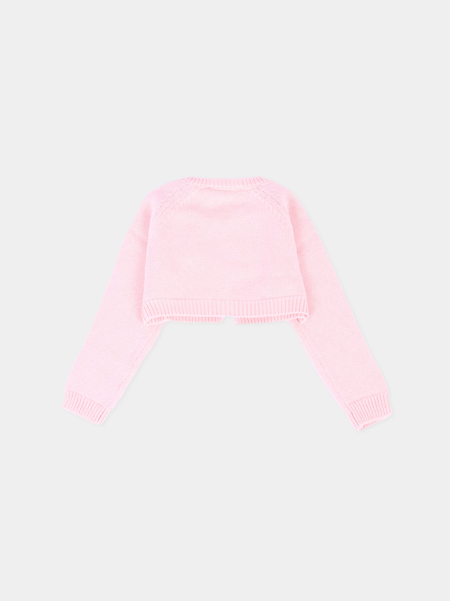 Cardigan rosa per neonata con logo,Monnalisa,73F800 6060 0091
