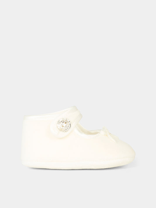 Ballerine bianche per neonata con fiocco,Monnalisa,73F003 6803 0001