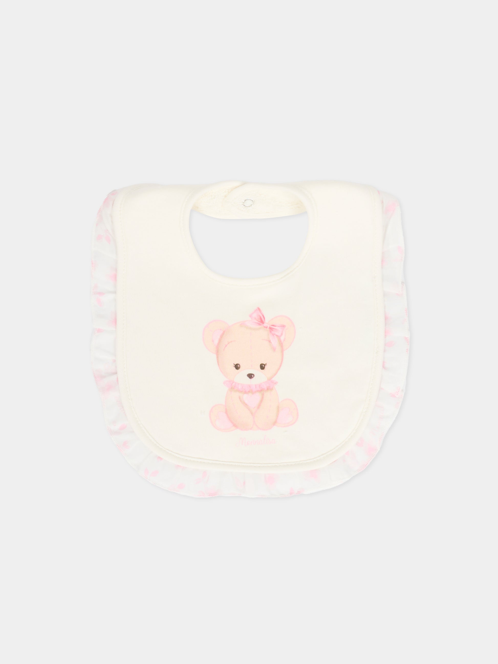 Set tutina avorio per neonata con orsetto rosa,Monnalisa,35F508 6000 0191