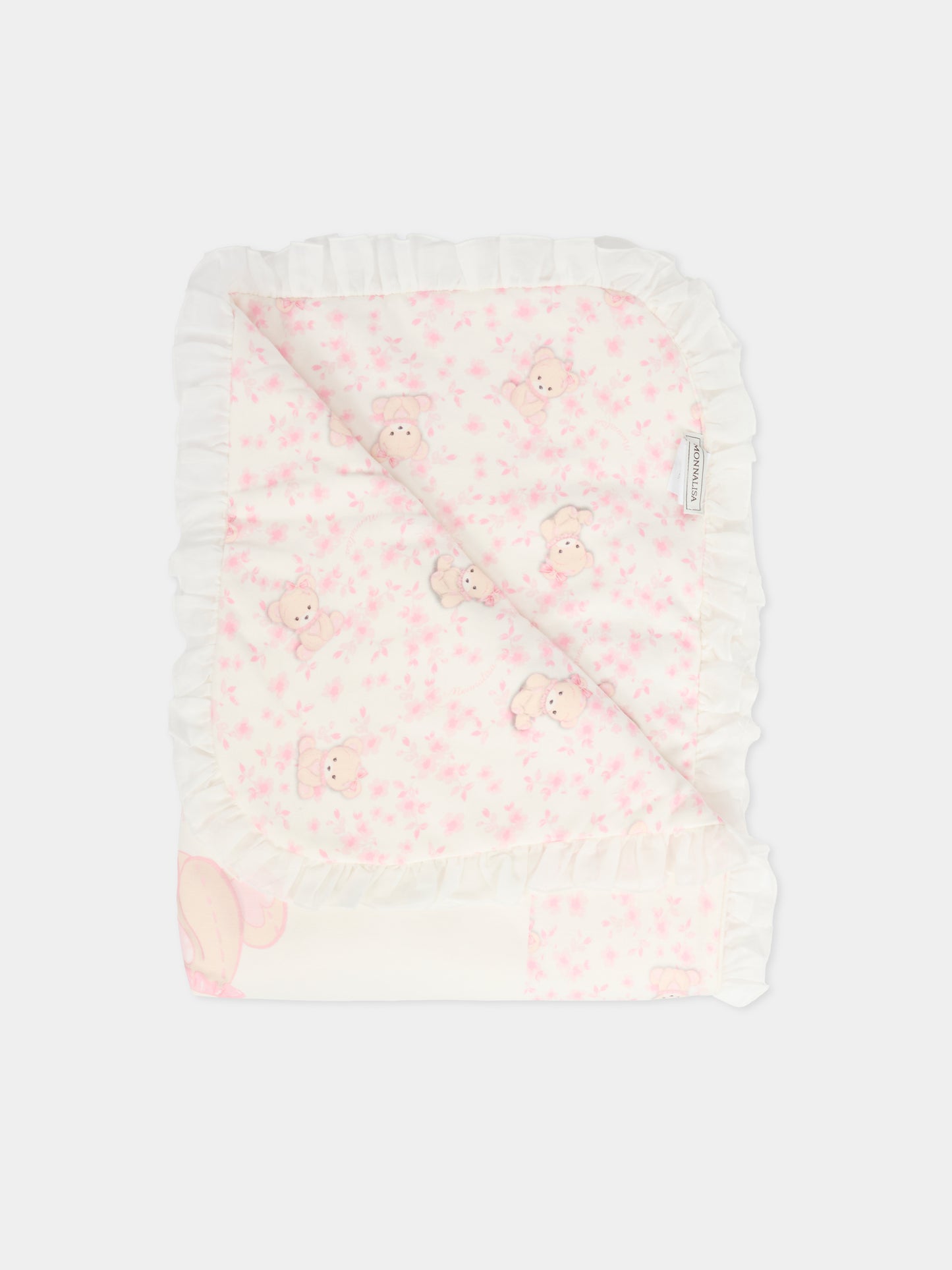 Coperta avorio per neonata con orsetto rosa,Monnalisa,35F006 6000 0191