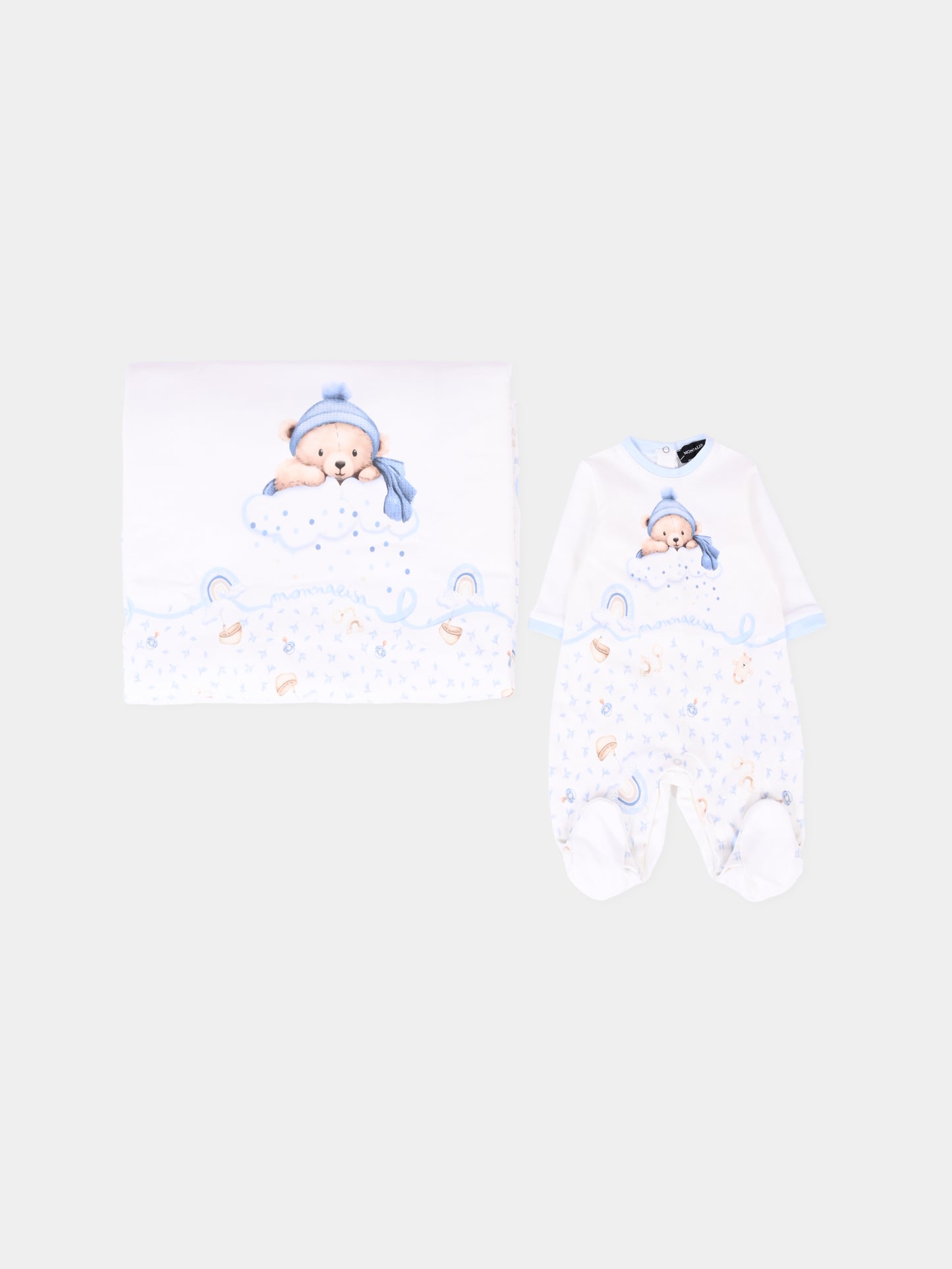Set tutina bianco per neonato con orso,Monnalisa,22F512 6000 0152