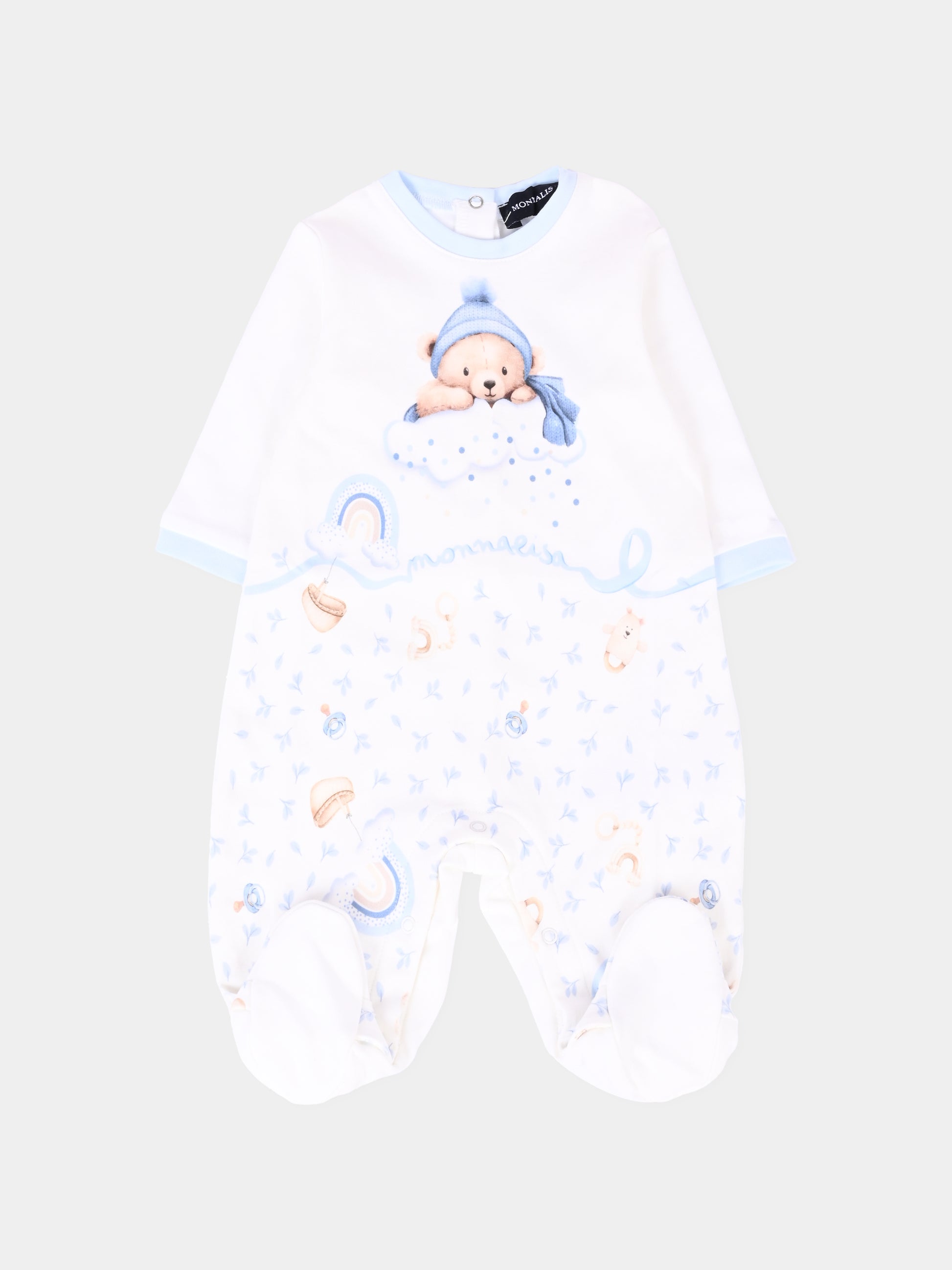 Set tutina bianco per neonato con orso,Monnalisa,22F512 6000 0152