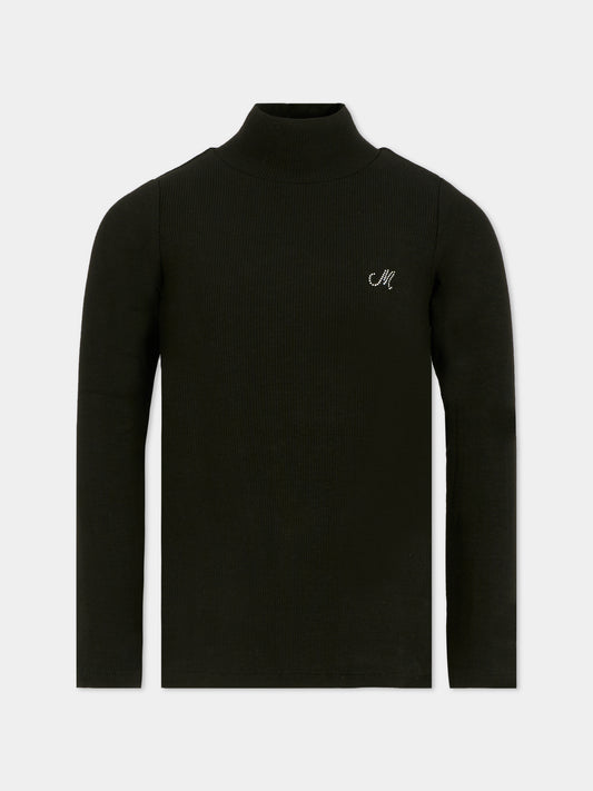 Dolcevita nero per bambina con logo,Monnalisa,17FLUC 6212 0050