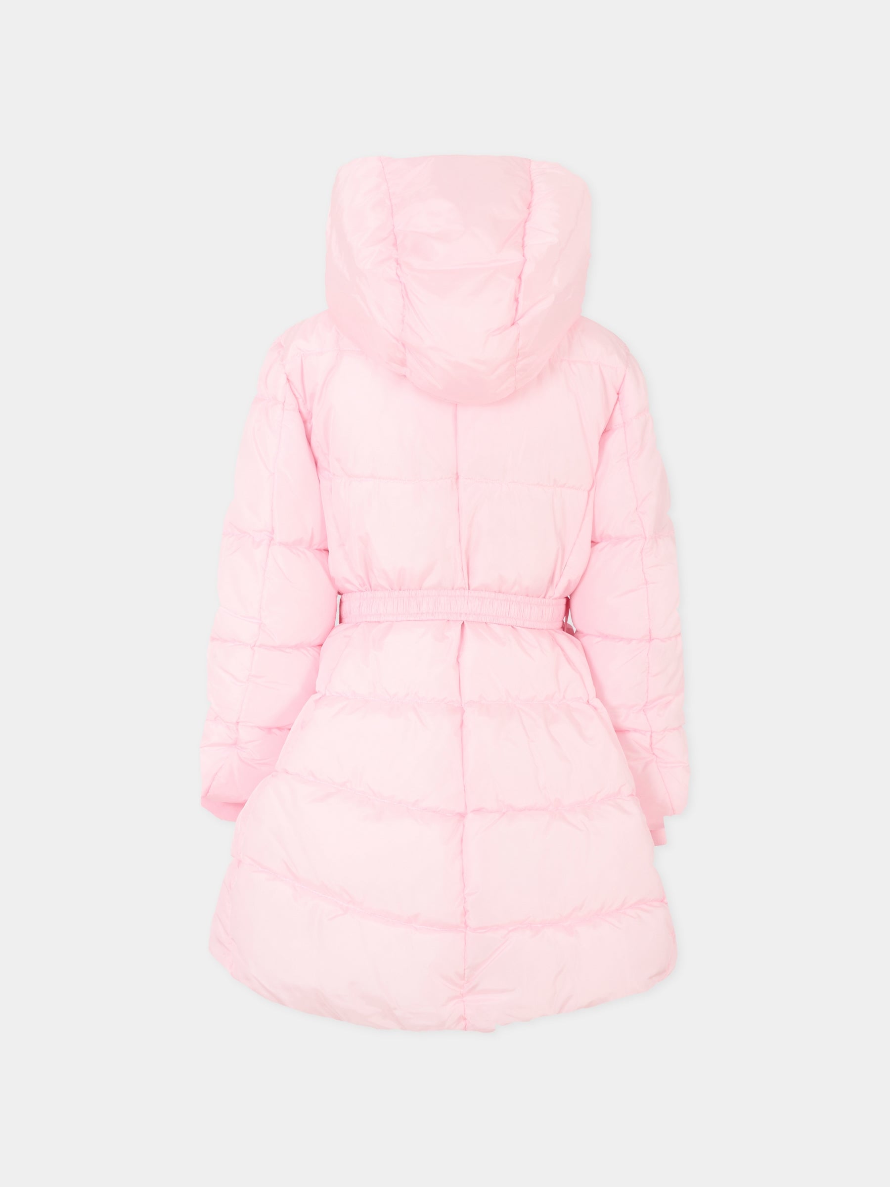Piumino rosa per bambina con logo,Monnalisa,17F101 6020 0090