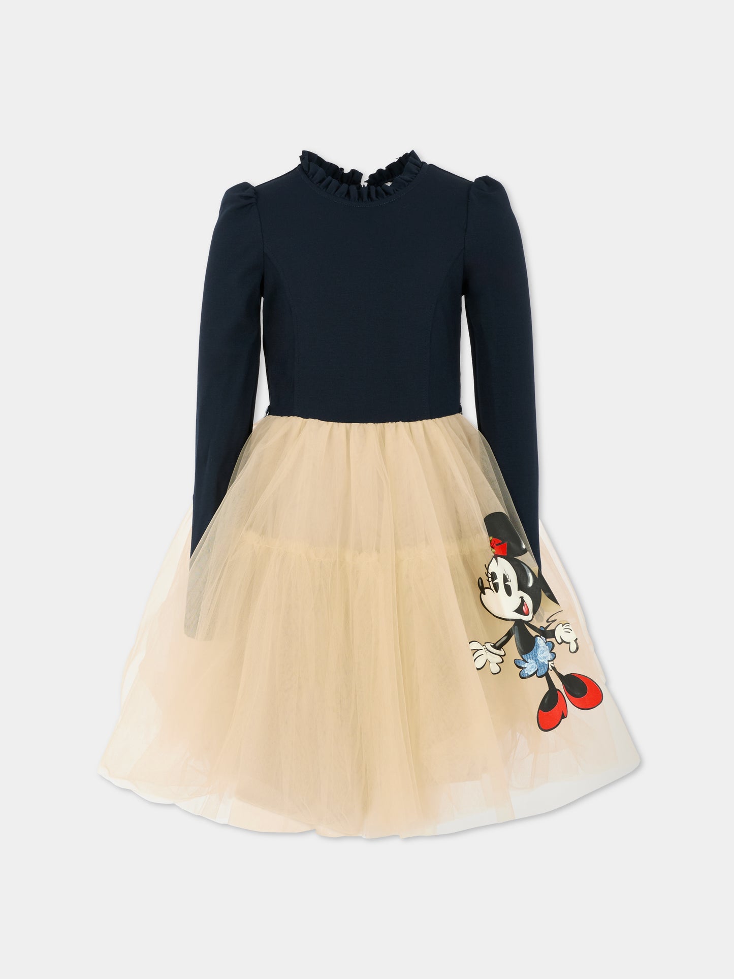 Vestito blu per bambina con Minnie,Monnalisa,11F908 6207 056S