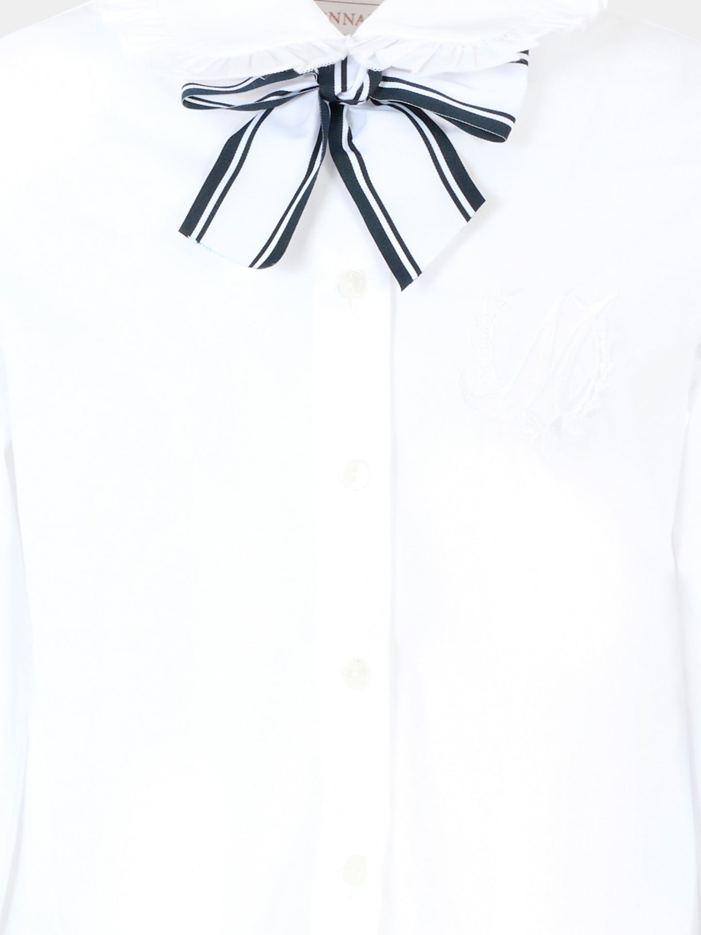 Camicia bianca per bambina con fiocco,Monnalisa,18FCAS 6153 9956