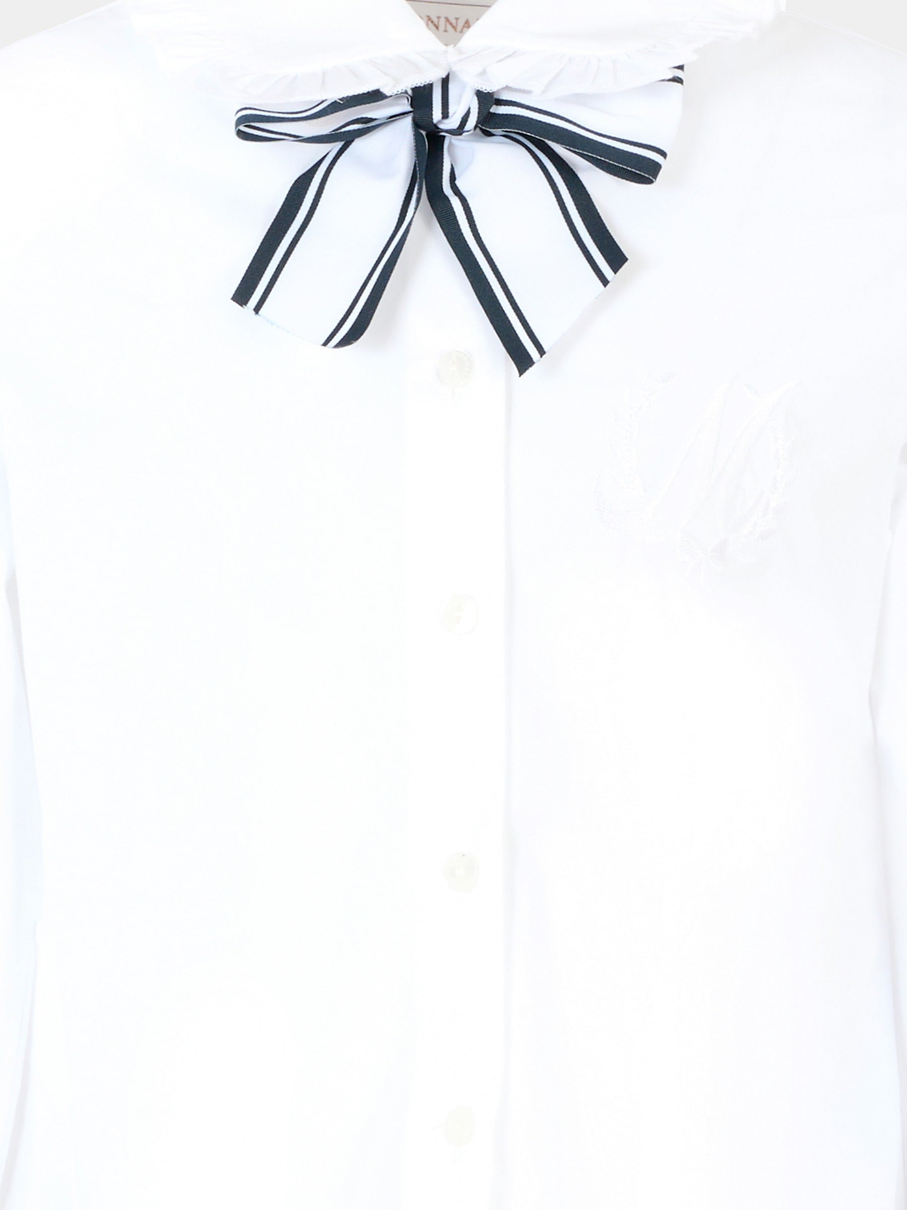 Camicia bianca per bambina con fiocco,Monnalisa,18FCAS 6153 9956