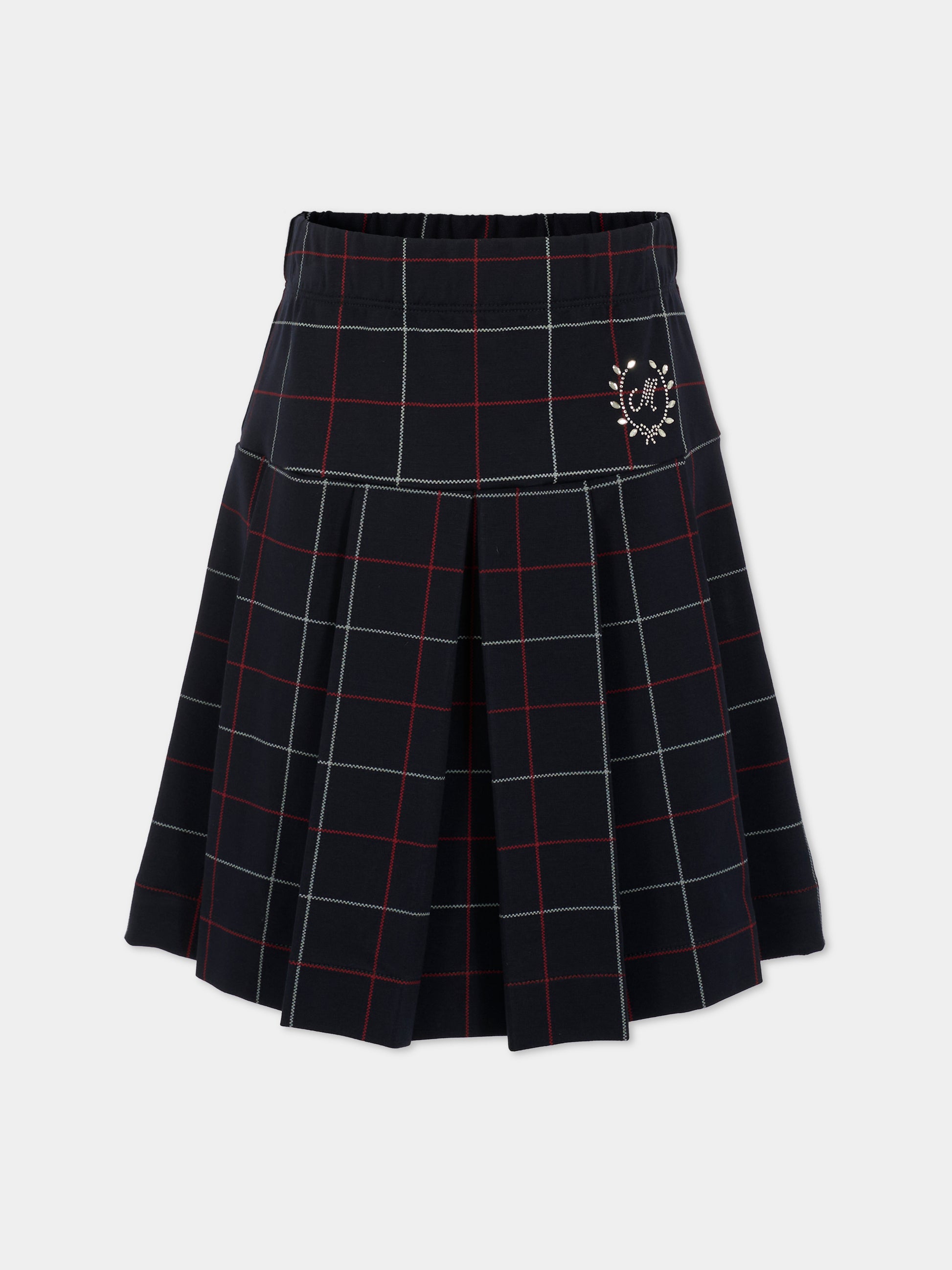 Gonna blu per bambina con logo,Monnalisa,18FPIE 6226 5643