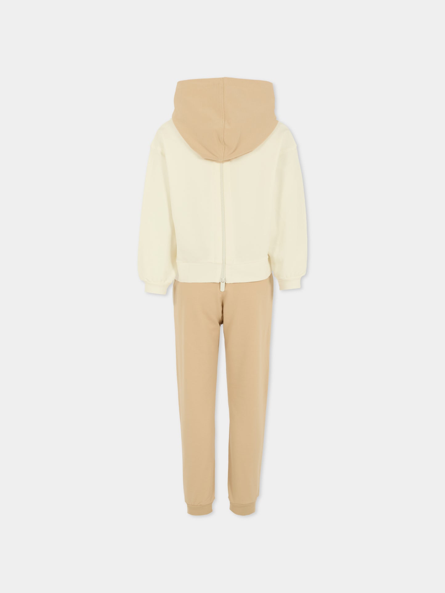 Completo beige per bambina con orsetto,Monnalisa,19F500 6004 0102