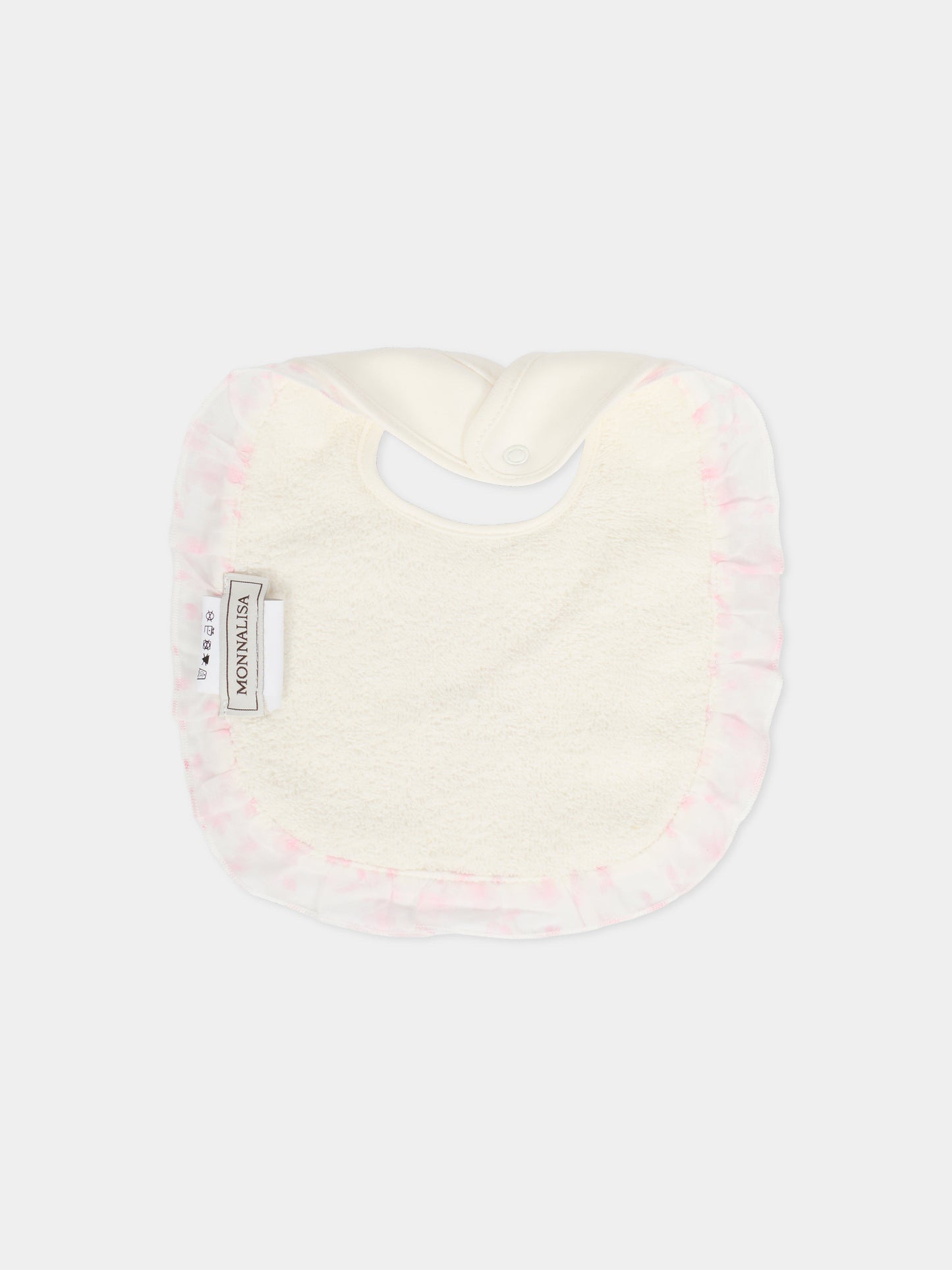 Bavaglino avorio per neonata con orsetto rosa,Monnalisa,35F012NP 6000 0191