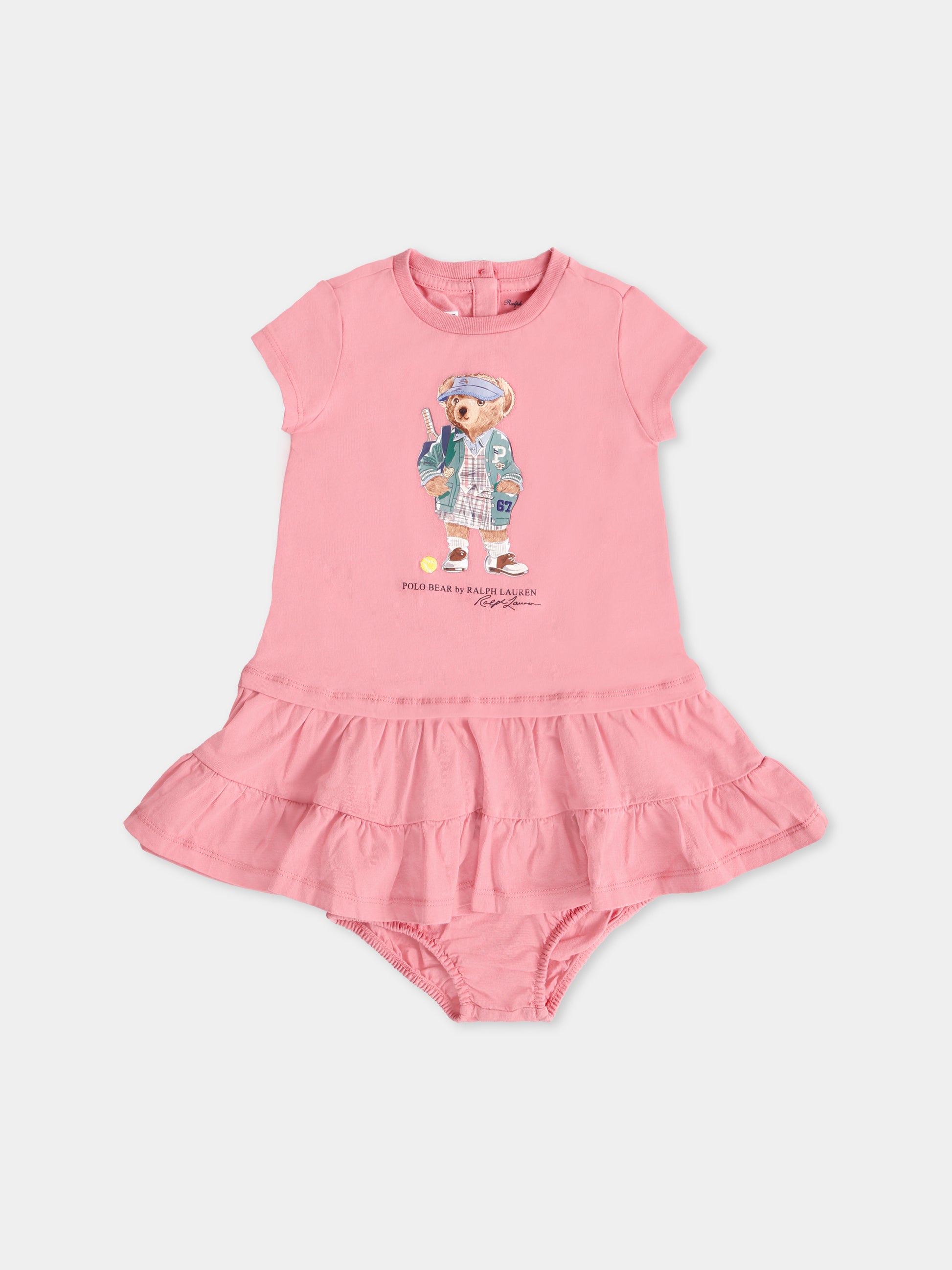 Vestito rosa per neonata con Polo Bear,Ralph Lauren Kids,971130001