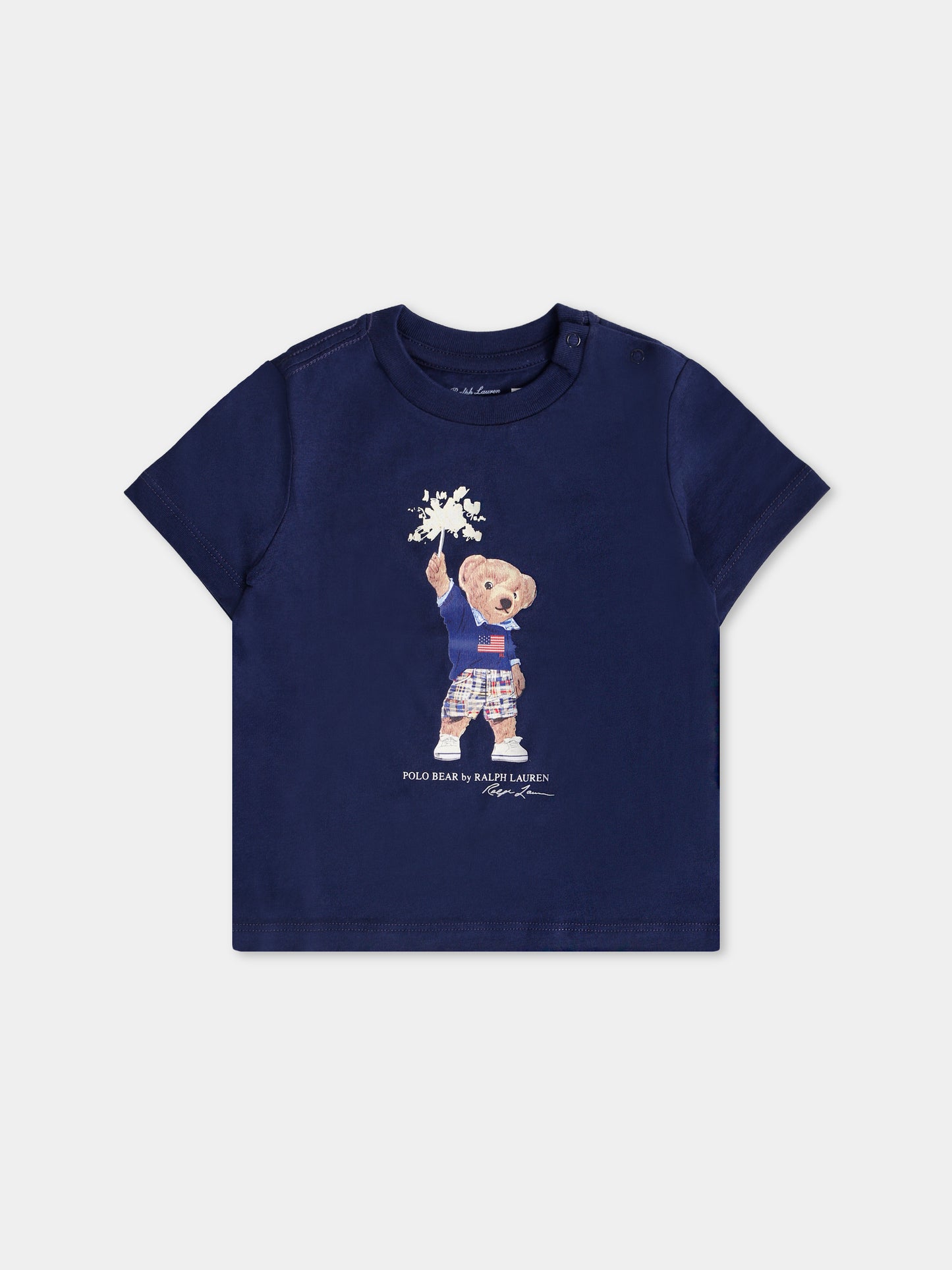 T-shirt blu per neonato con Polo Bear,Ralph Lauren Kids,979103001
