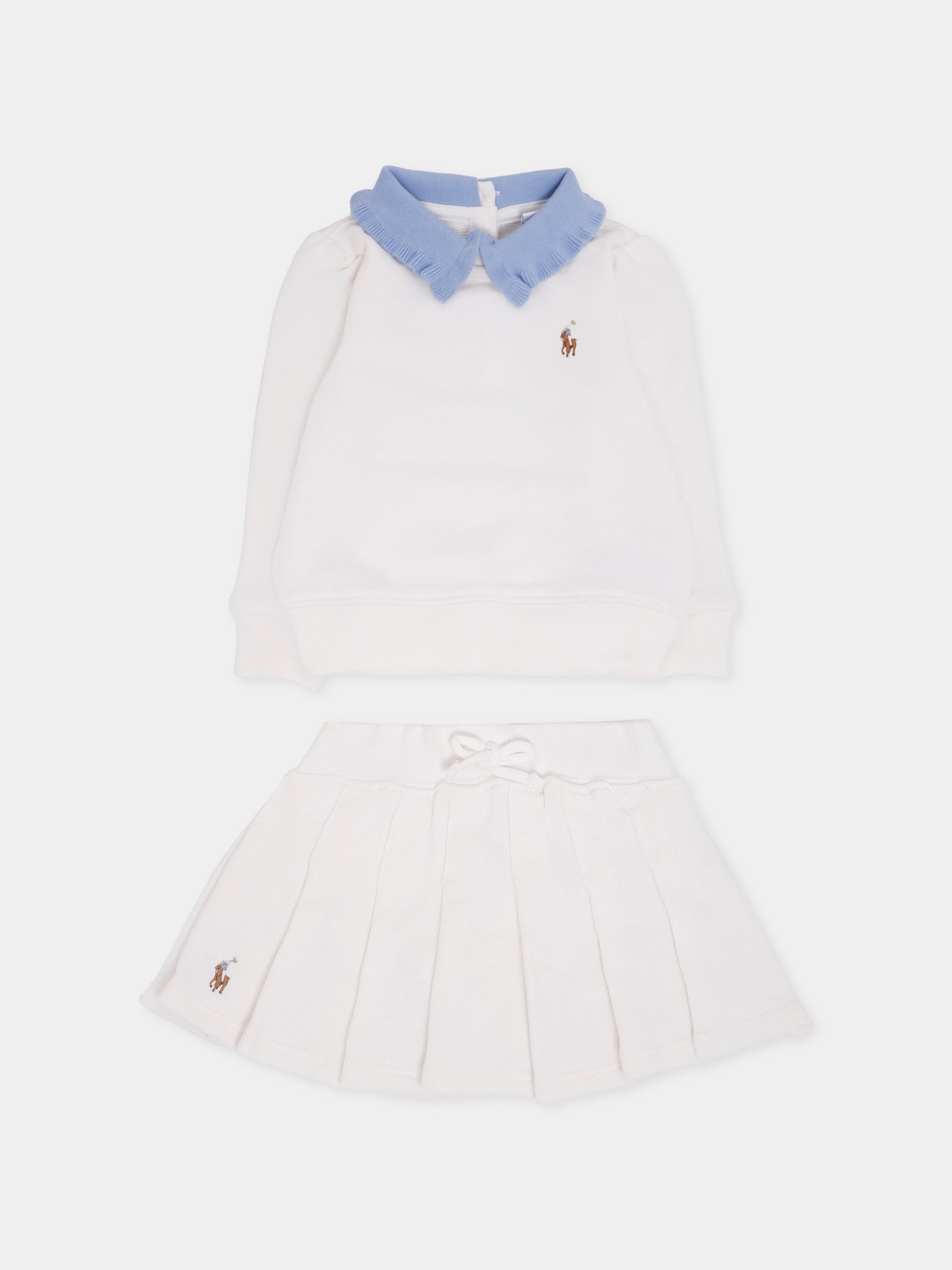 Completo bianco per neonata con cavallino,Ralph Lauren Kids,972352001