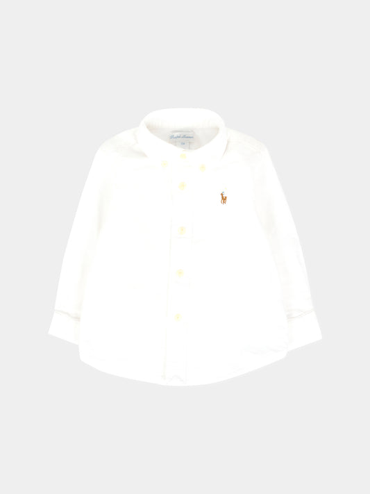 Camicia bianca per neonato con cavallino,Ralph Lauren Kids,677133001