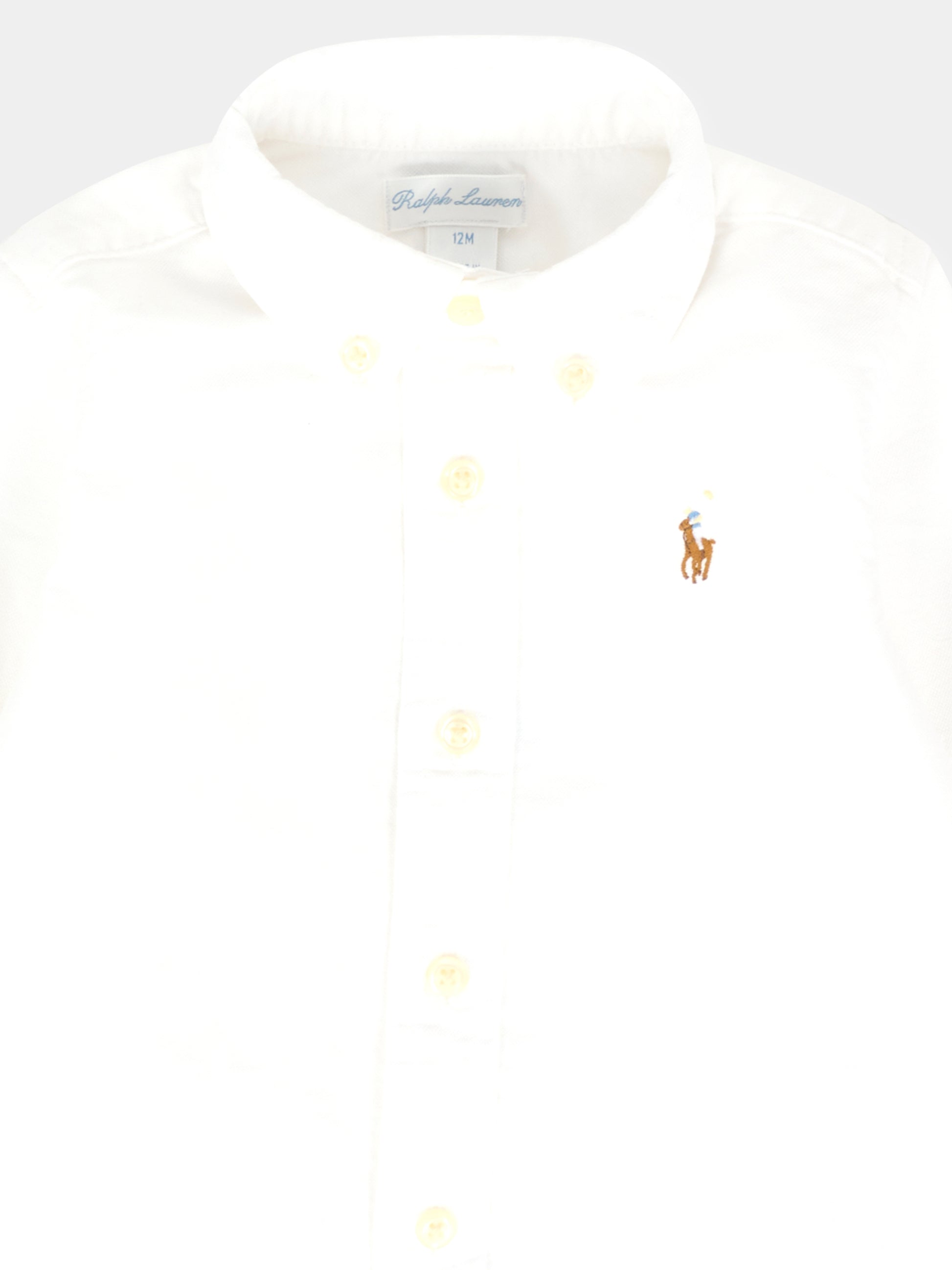 Camicia bianca per neonato con cavallino,Ralph Lauren Kids,677133001
