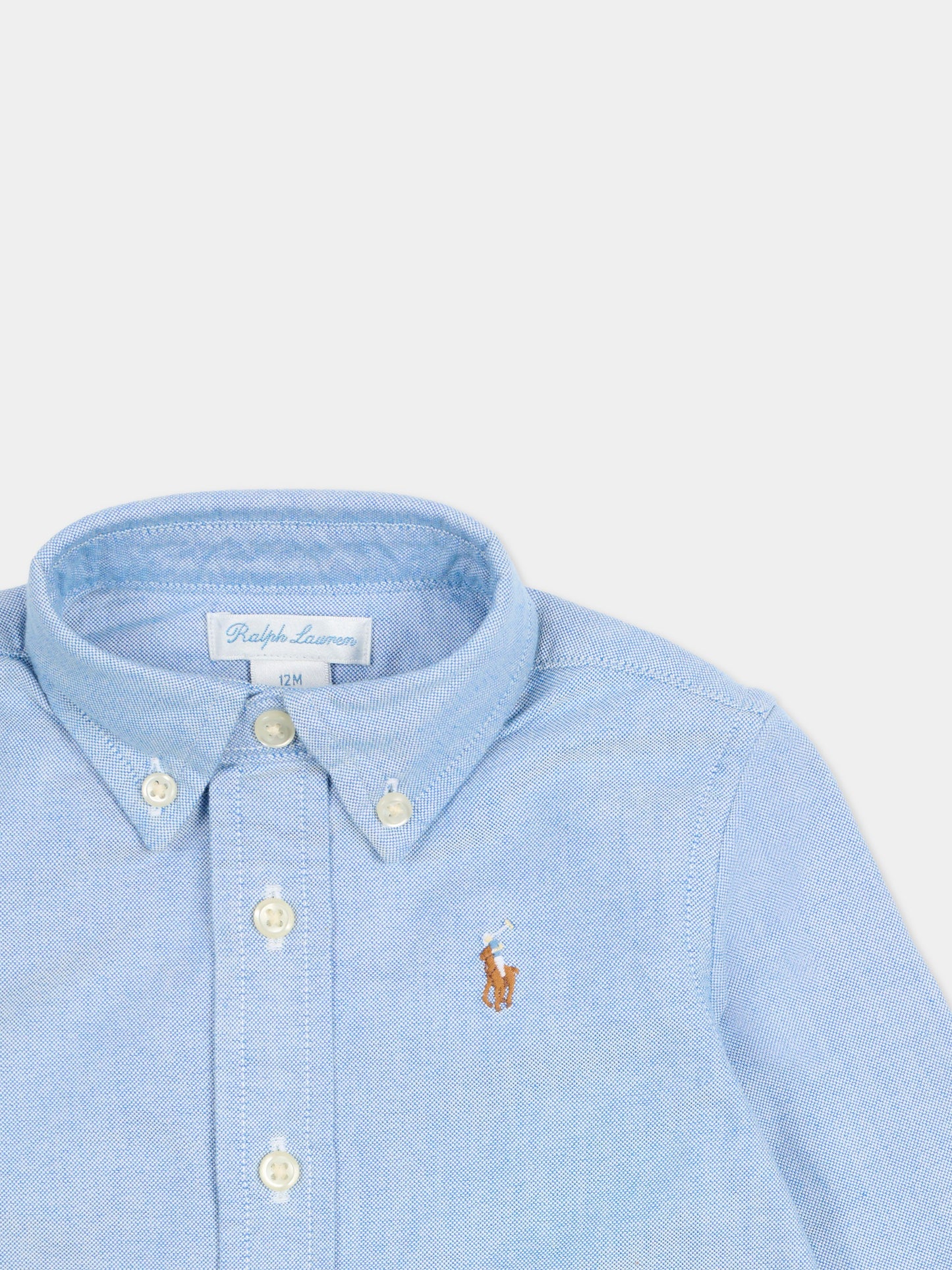 Camicia blu per neonato con cavallino,Ralph Lauren Kids,677133002