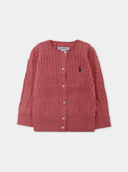 Cardigan rosa per neonata con cavallino,Ralph Lauren Kids,543047071
