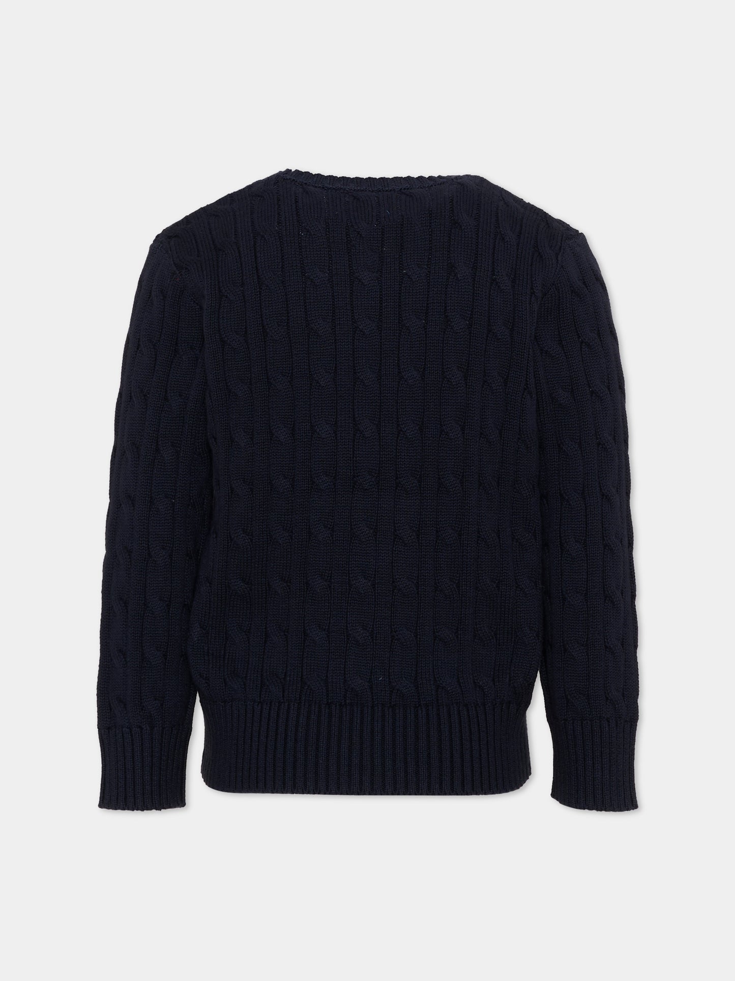 Maglione blu per bambino con cavallino,Ralph Lauren Kids,702674060