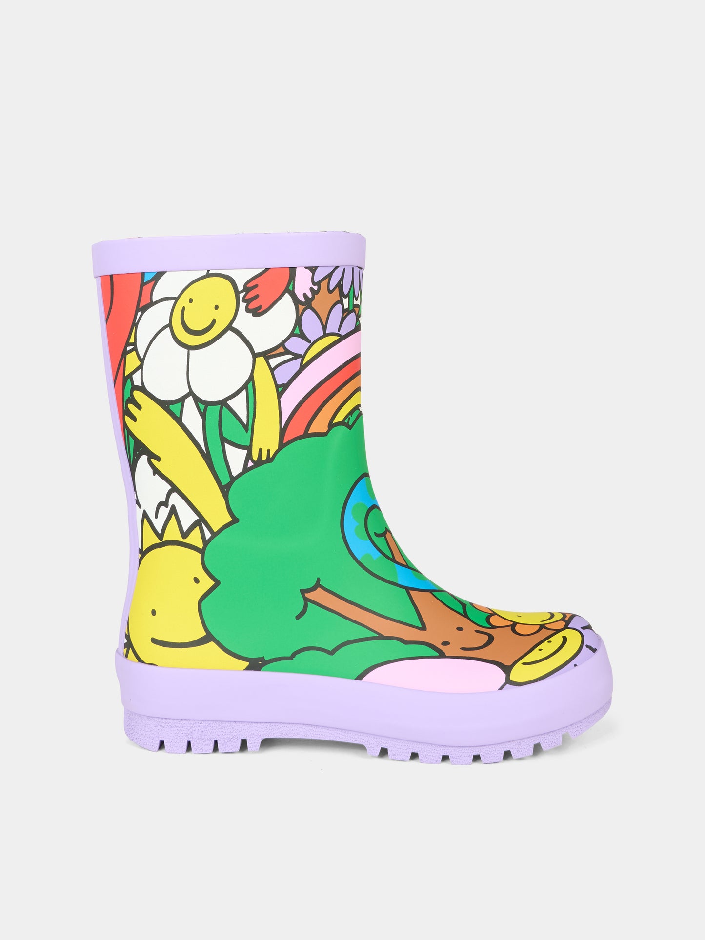 Stivali da pioggia multicolor per bambina con stampa terra,Stella Mccartney Kids,TX0B26 Z3177 999MC