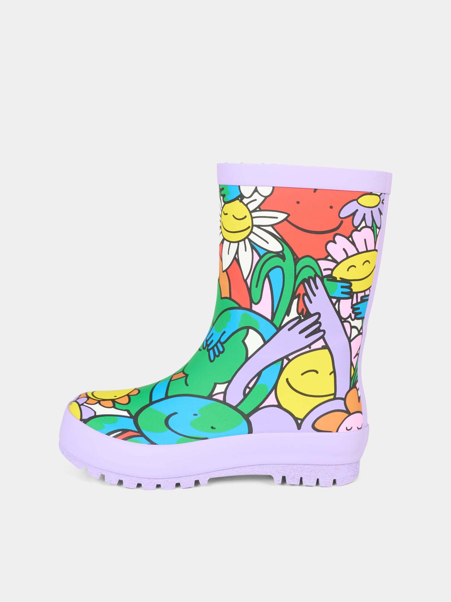 Stivali da pioggia multicolor per bambina con stampa terra,Stella Mccartney Kids,TX0B26 Z3177 999MC