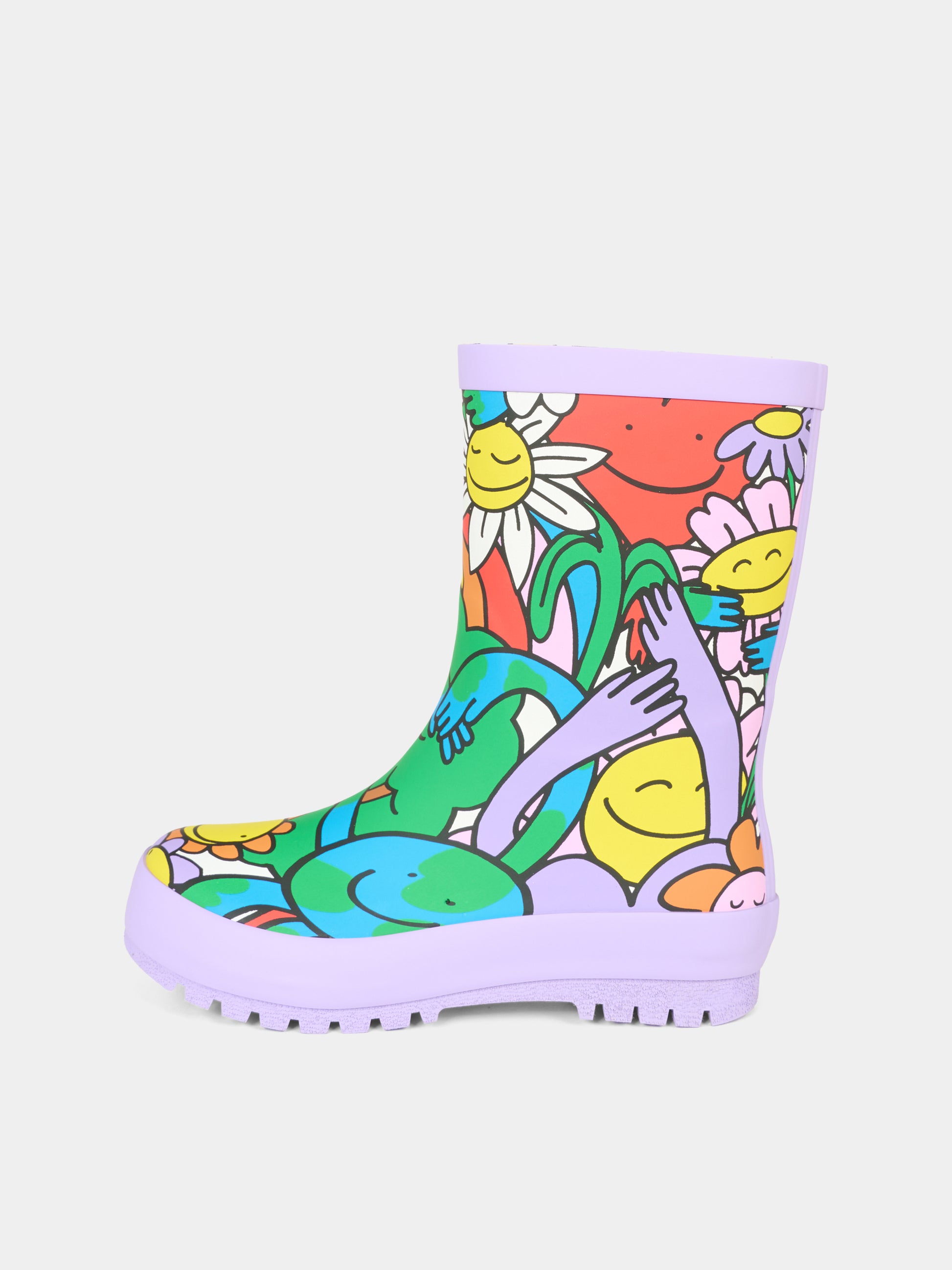 Stivali da pioggia multicolor per bambina con stampa terra,Stella Mccartney Kids,TX0B26 Z3177 999MC