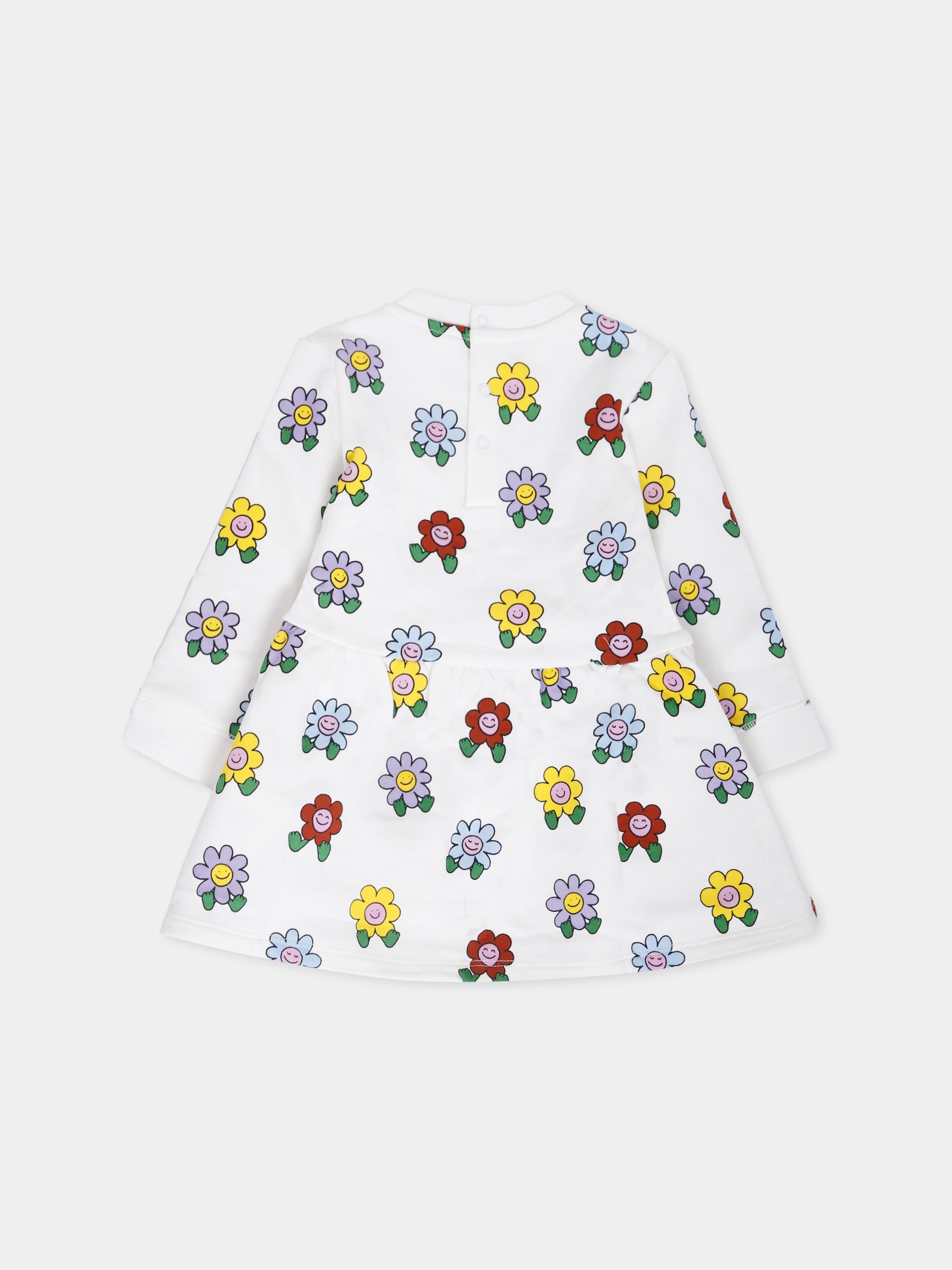 Vestito avorio per neonata con fiori multicolor all over,Stella Mccartney Kids,TX1040 Z3208 101MC