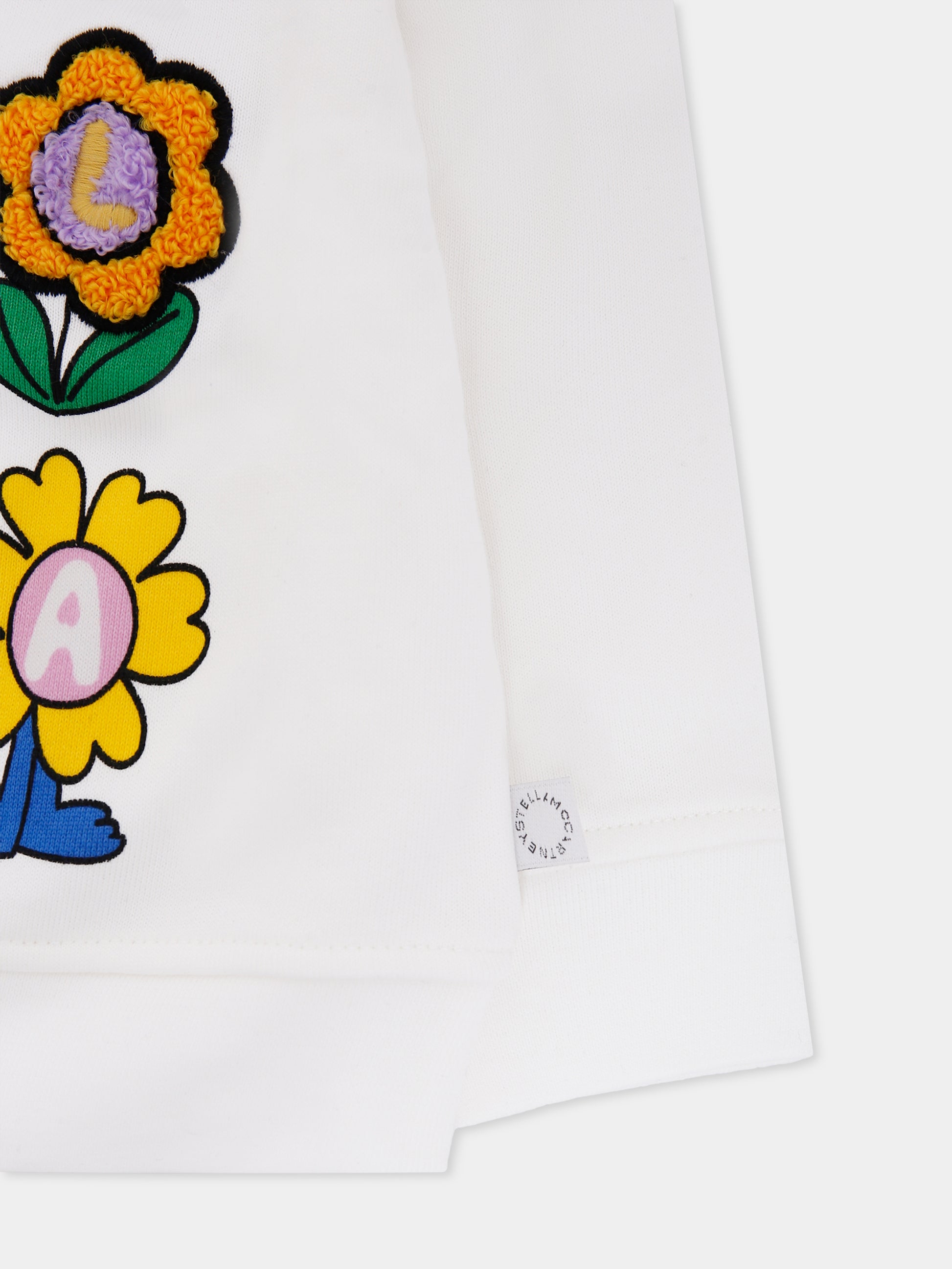 Felpa avorio per neonata con stampa fiori,Stella Mccartney Kids,TX4000 Z3059 101