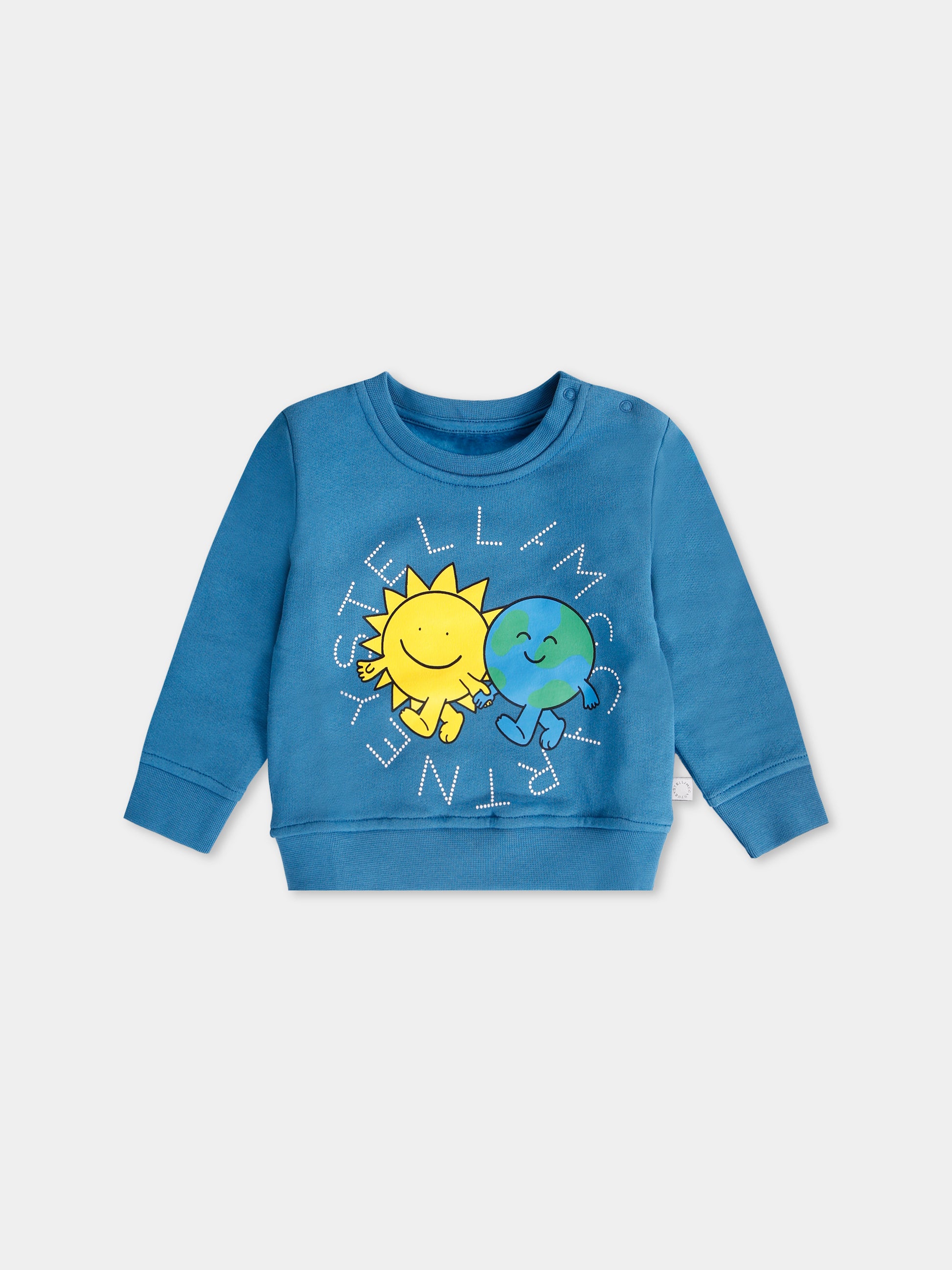 Felpa blu per neonato con mondo e sole sorridenti,Stella Mccartney Kids,TX4520 Z0453 60P