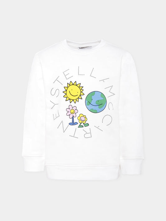 Felpa avorio per bambini con sole e terra,Stella Mccartney Kids,TX4A30 Z3059 103