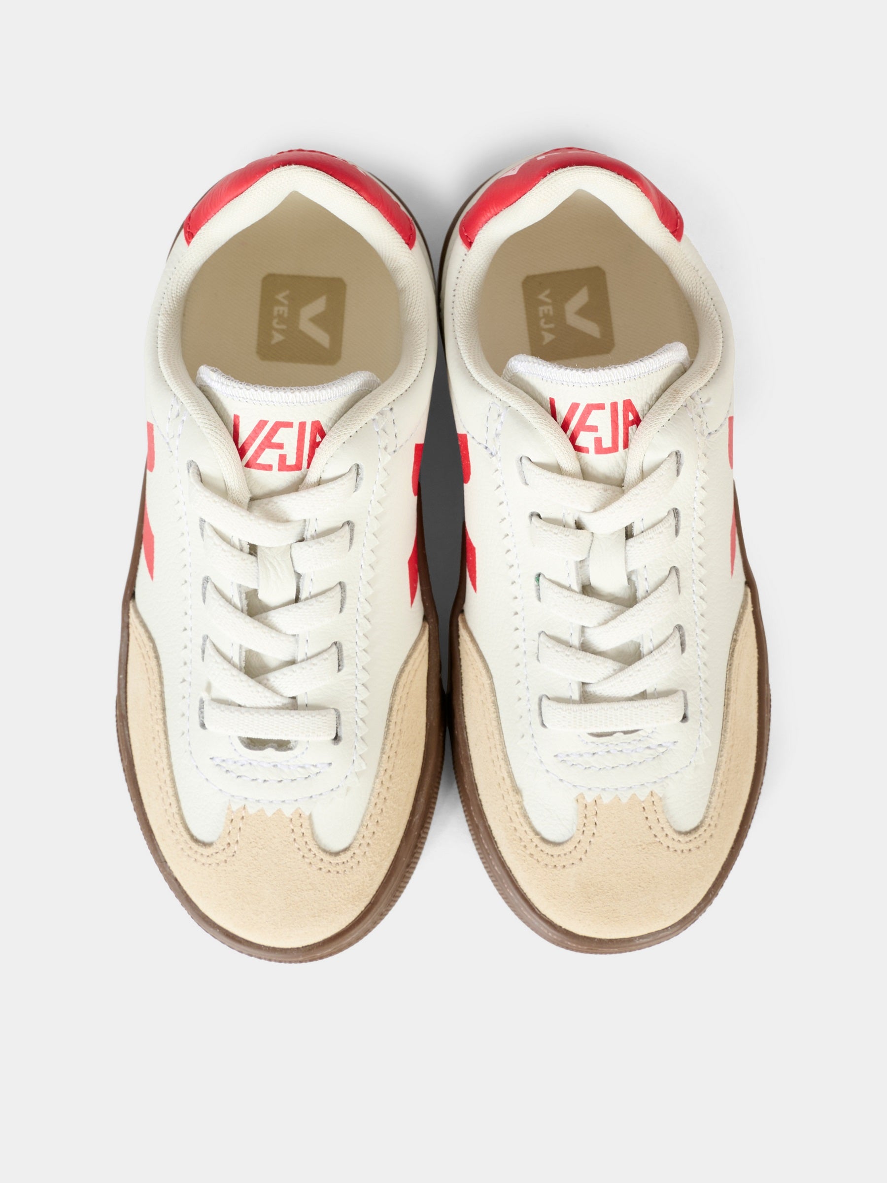 Sneakers bianche per bambini con logo rosso,Veja,SY2021012
