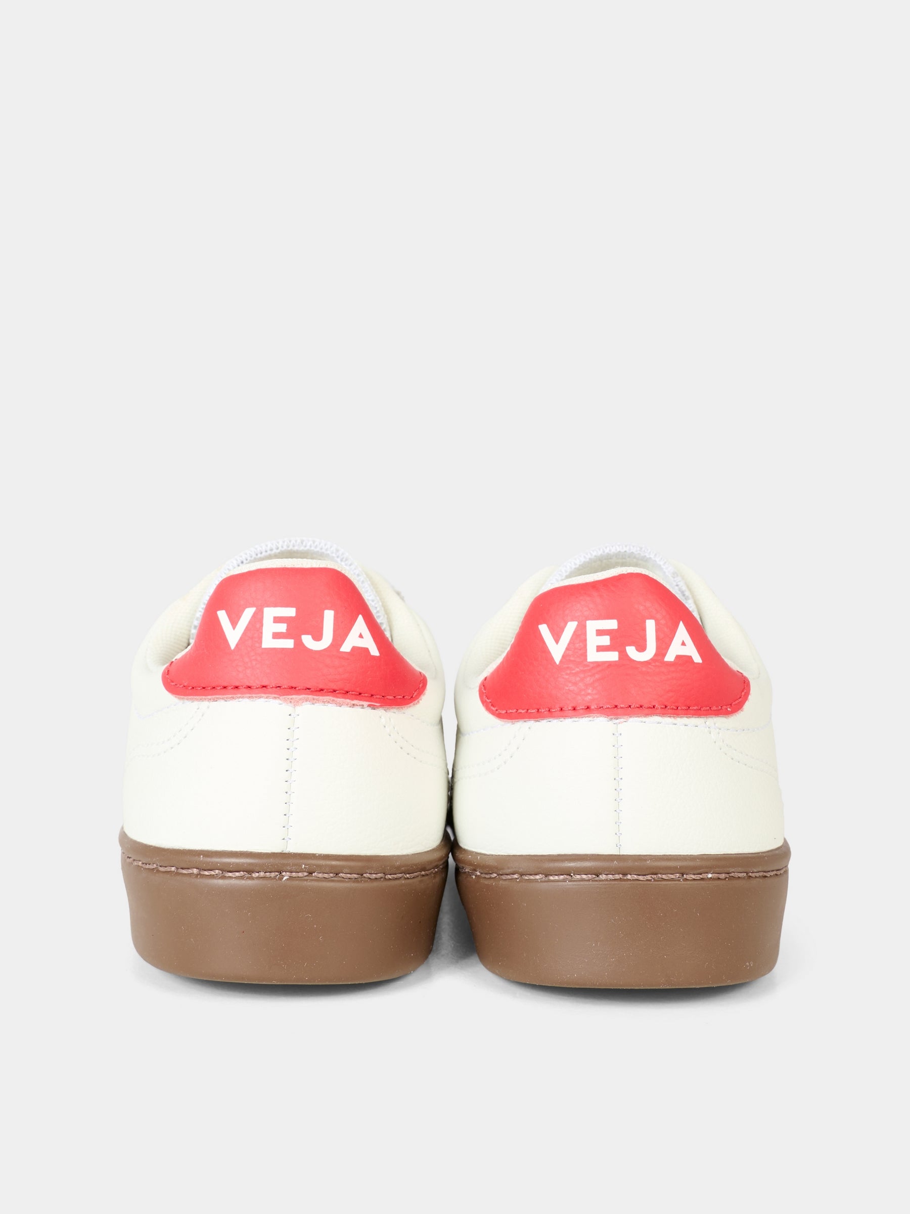 Sneakers bianche per bambini con logo rosso,Veja,SY2021012