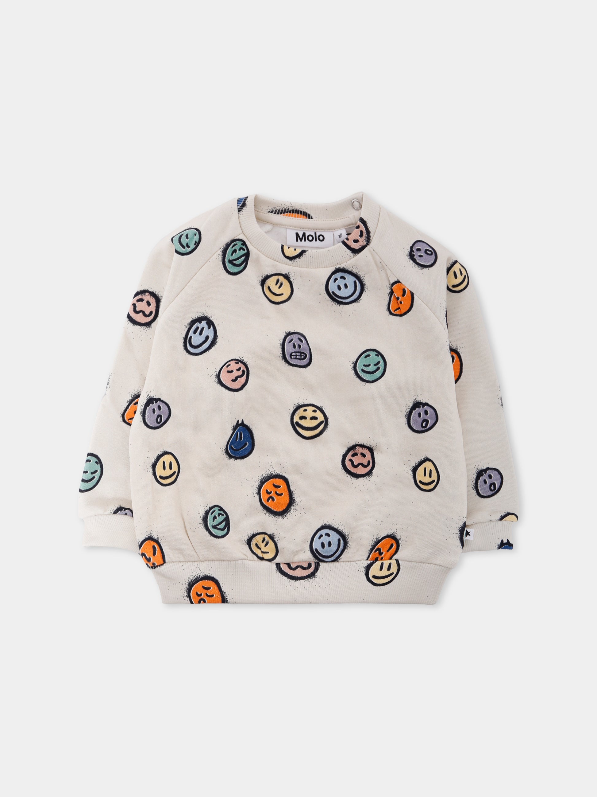 Felpa Disc avorio per neonati con smile all over,Molo,6W25J202 9400